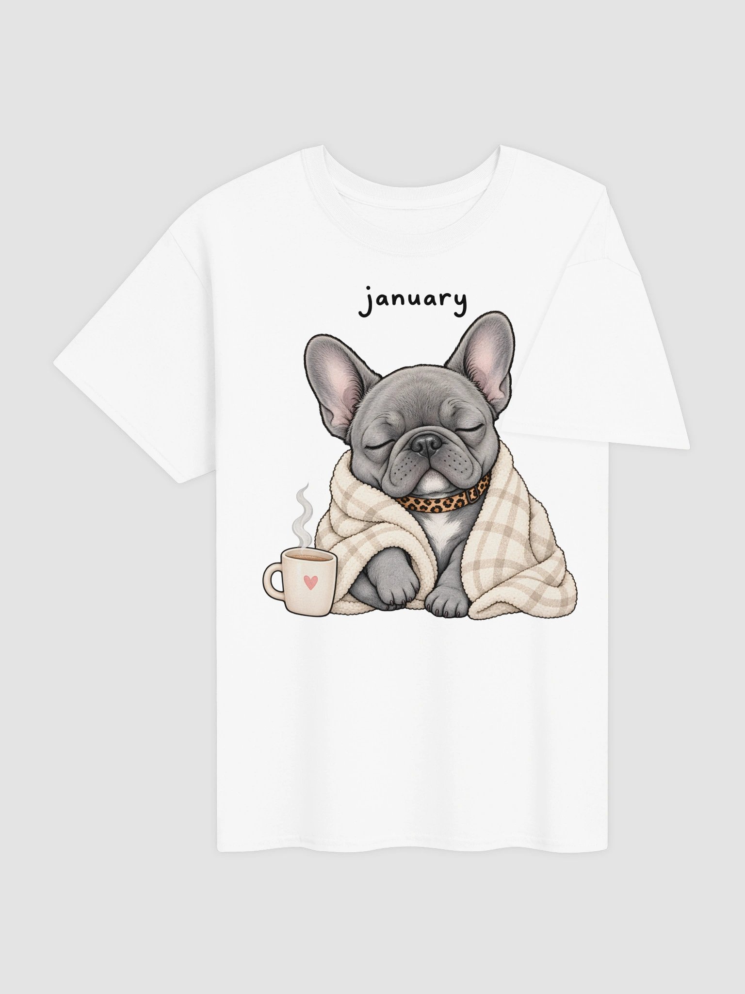 Cozy January French Bulldog Birthday Shirt - Cute Winter Dog & Coffee T-Shirt product image (3)