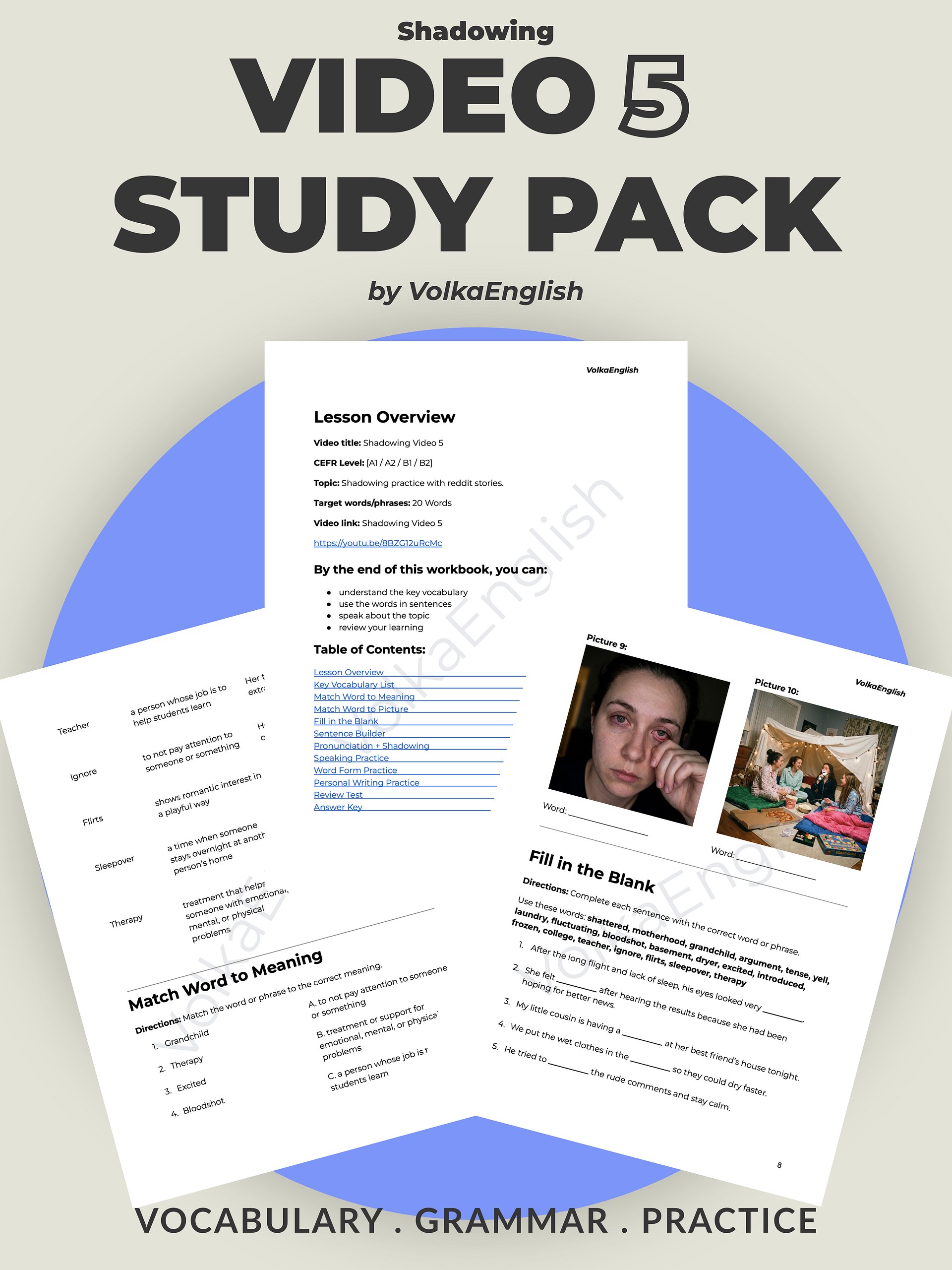 How to Start Thinking in English | A1-B2 Beginner Practice - Shadowing Video 5 Study Pack product image (1)
