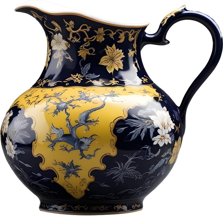 Chinese Porcelain Pitcher with Golden Dragon Motif PNG product image (1)