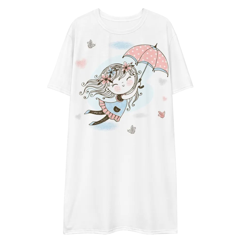 'Fly Away Girlie' White T-Shirt Dress product image (11)