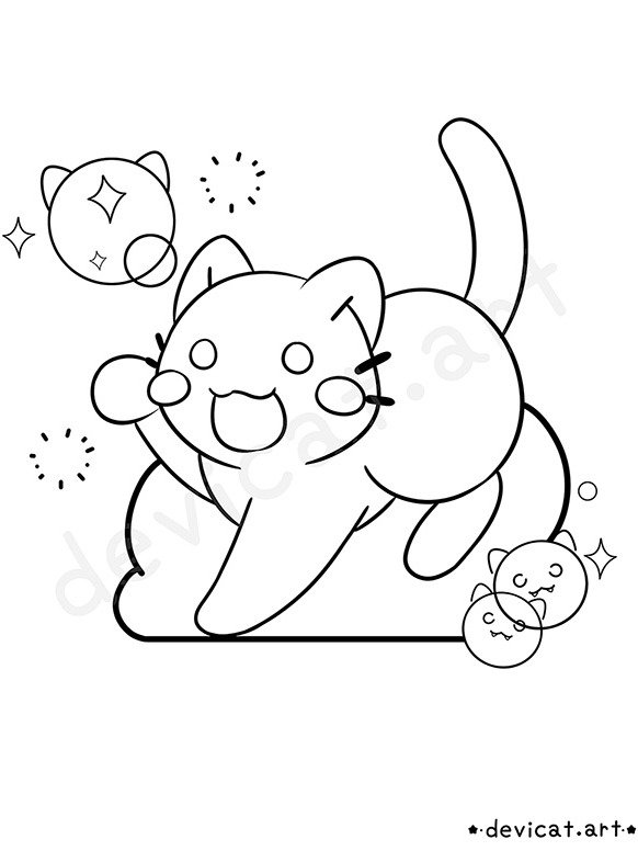 CandiCat Bubbles 2025 Coloring Page product image (1)