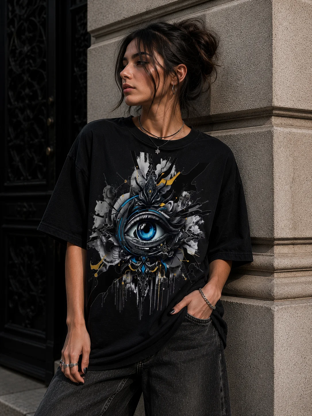 The Vigilant Eye of Aeloria T-shirt - Graphic T-shirt - Mythological T-shirt product image (2)