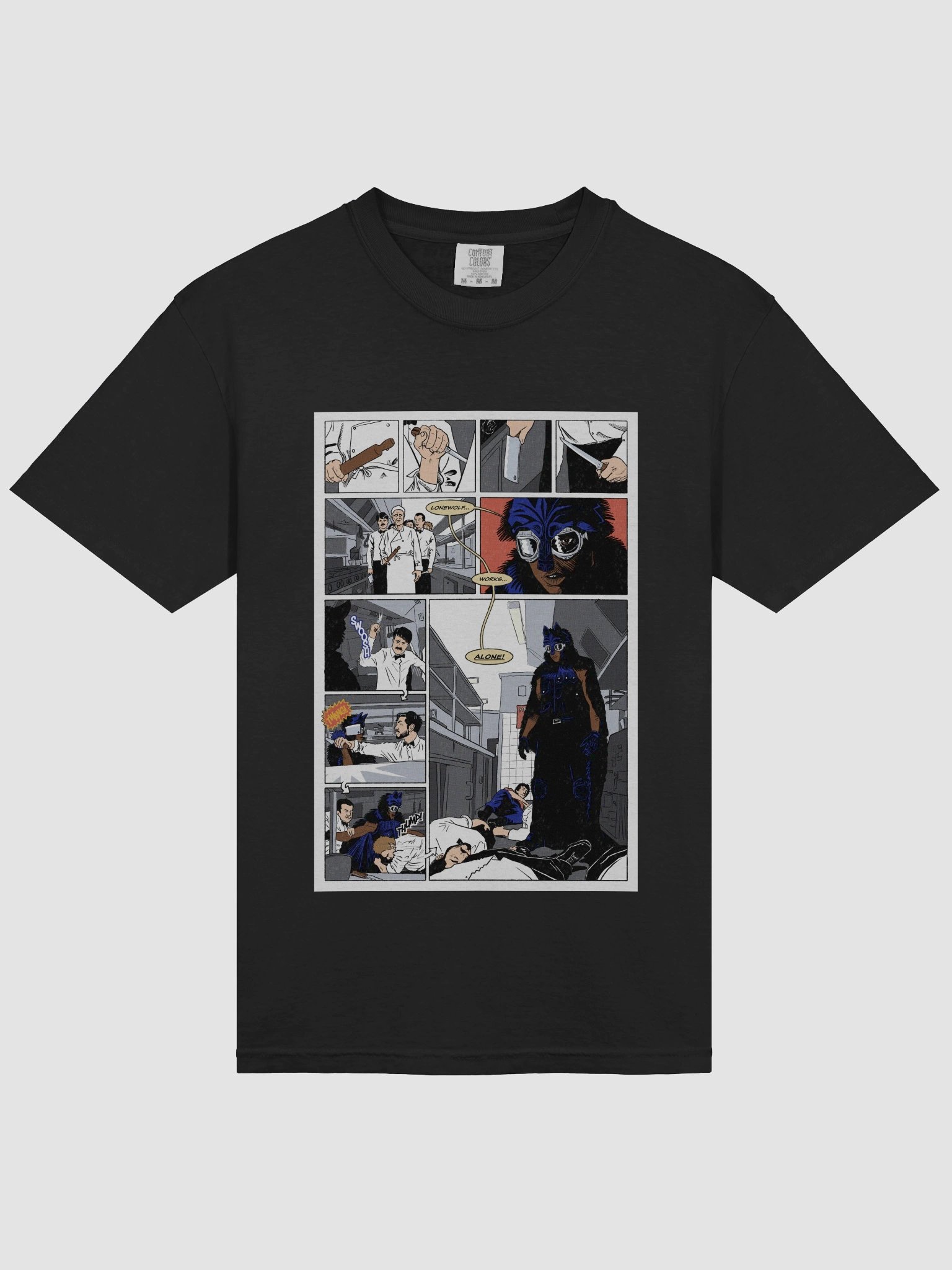PSYCHOSIS "LoneWolf Works Alone" Comic Print Tee product image (3)
