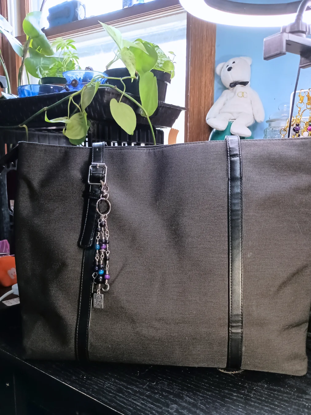 Divine Feminine Purse Charm | Handmade, Blue & Purple, Silver-Tone | "La Luna Plateada" product image (3)