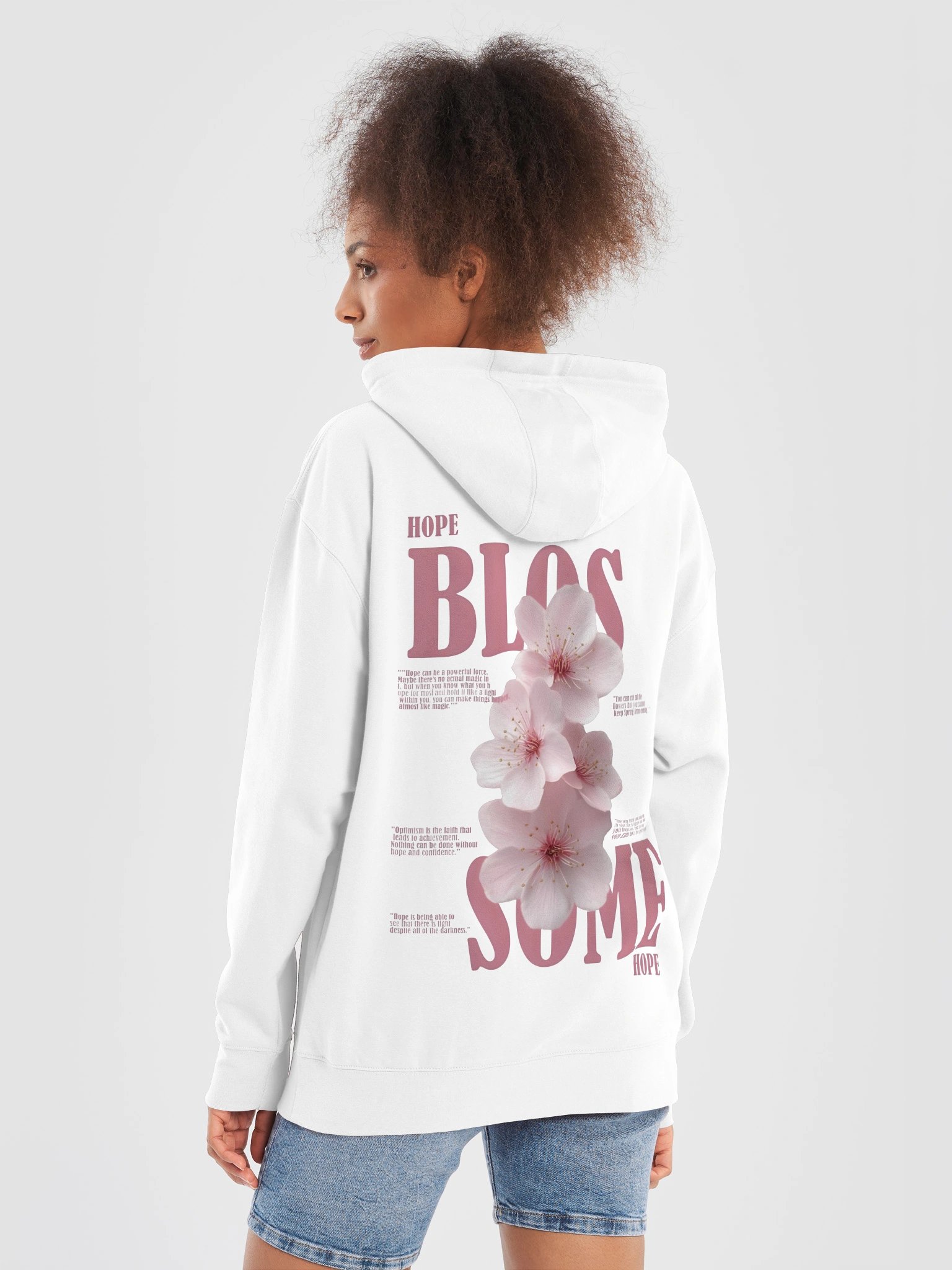 Pink Blossom Hope Bloom Hoodie – Floral Aesthetic Sweatshirt product image (2)