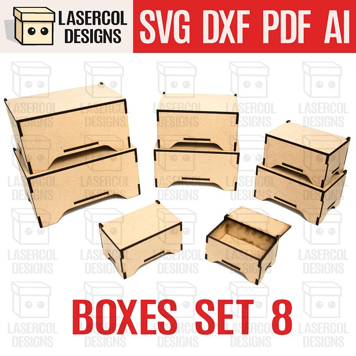 Boxes Set 8 (8 sizes) - Laser Cut Files product image (1)