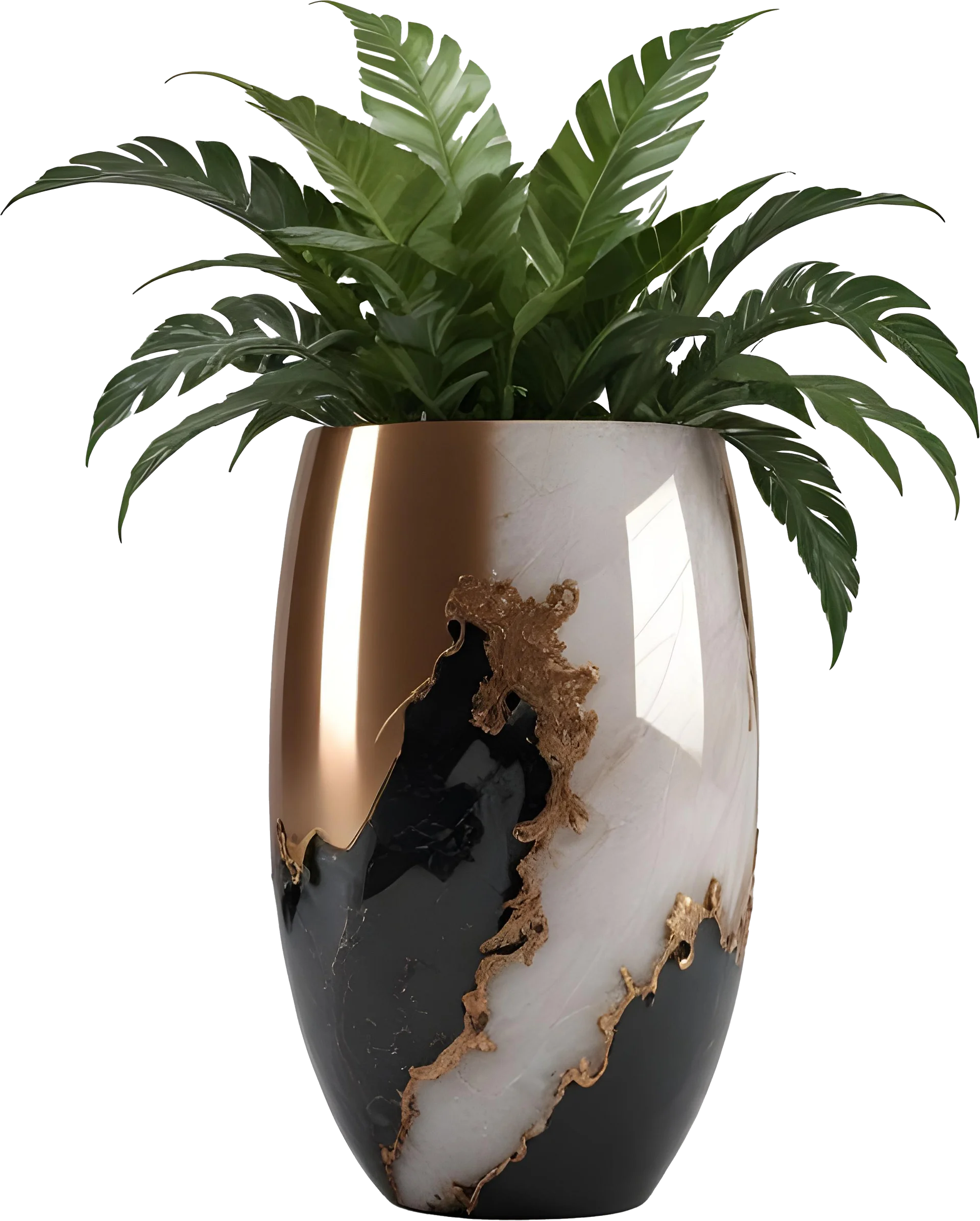 Celestial Aurum – Luxury vase with greenery decor PNG product image (1)
