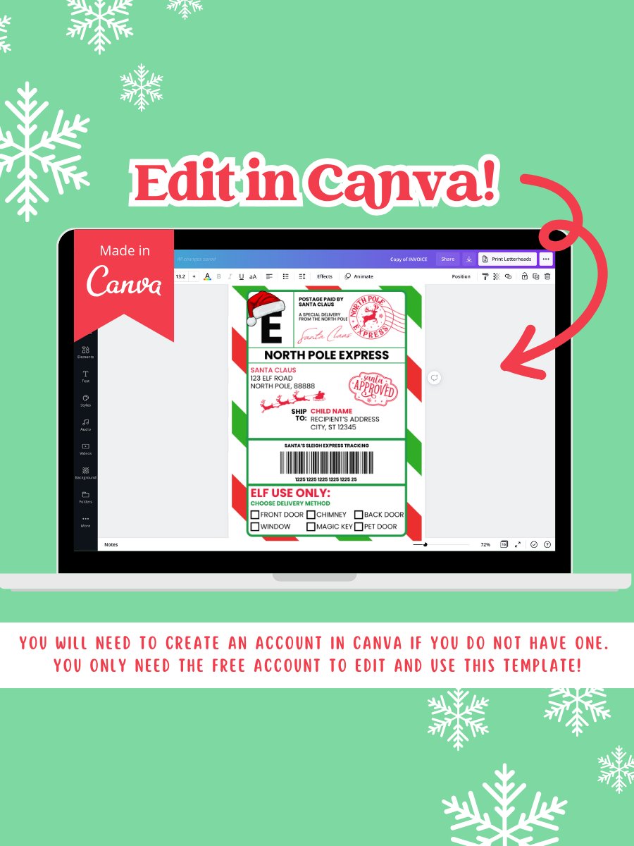SANTA EDITABLE SHIPPING LABEL product image (4)