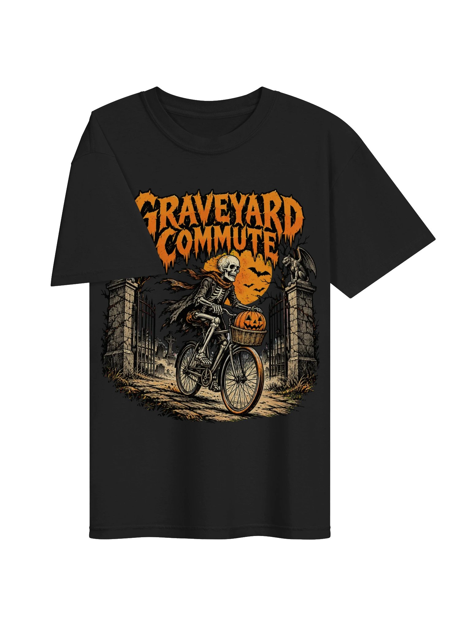 Graveyard Commute — Halloween Skeleton Cycling T-Shirt product image (3)
