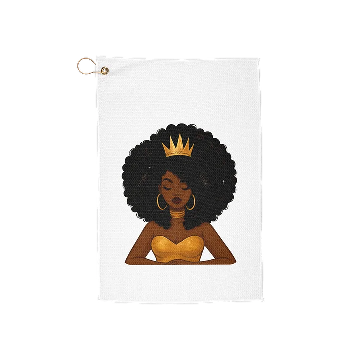 Crowned Afro Queen Golf Towel product image (1)