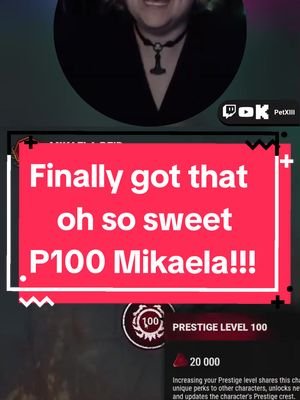 I was able to finally accomplish a dream achievement today by getting my main survivor on Dead By Daylight to P100! ❤️ Next goal is to P3 all my killers. 😊 |  @Dead by Daylight #P100 #MikaelaReid #Survivor #DeadByDaylight #DBD #ShirtMySurvivor #Twitch #TwitchStreaming #TwitchStreamer #Kick #KickStreaming #KickStreamer #FemaleGamer #FemaleStreamer 