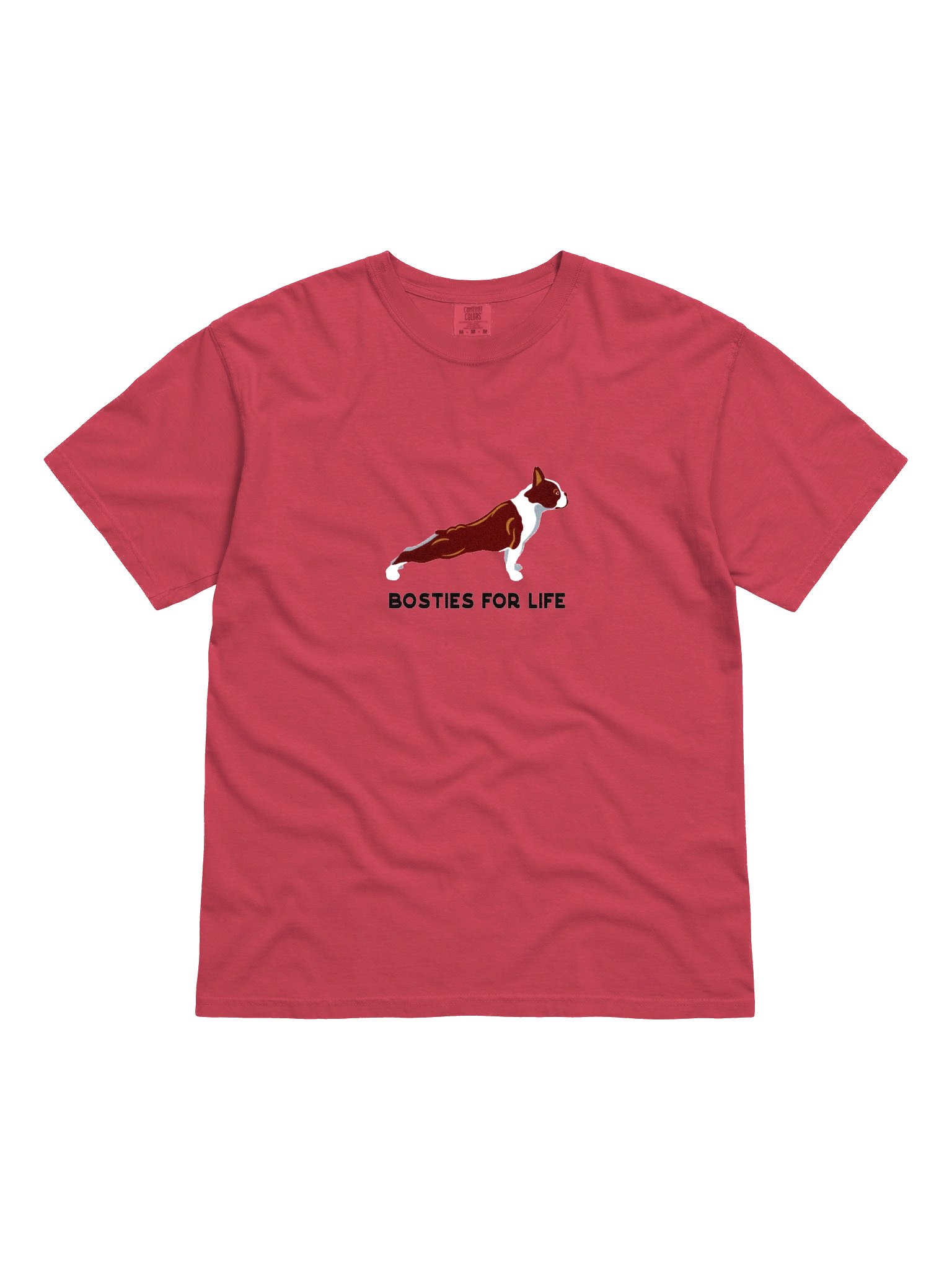 Bosties for Life T-Shirt(Embroidered) of a Boston Terrier(Red & White) product image (4)