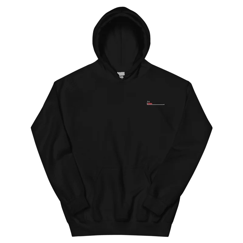 White Healthbar Embroidered on Black Classic Hoodie product image (4)