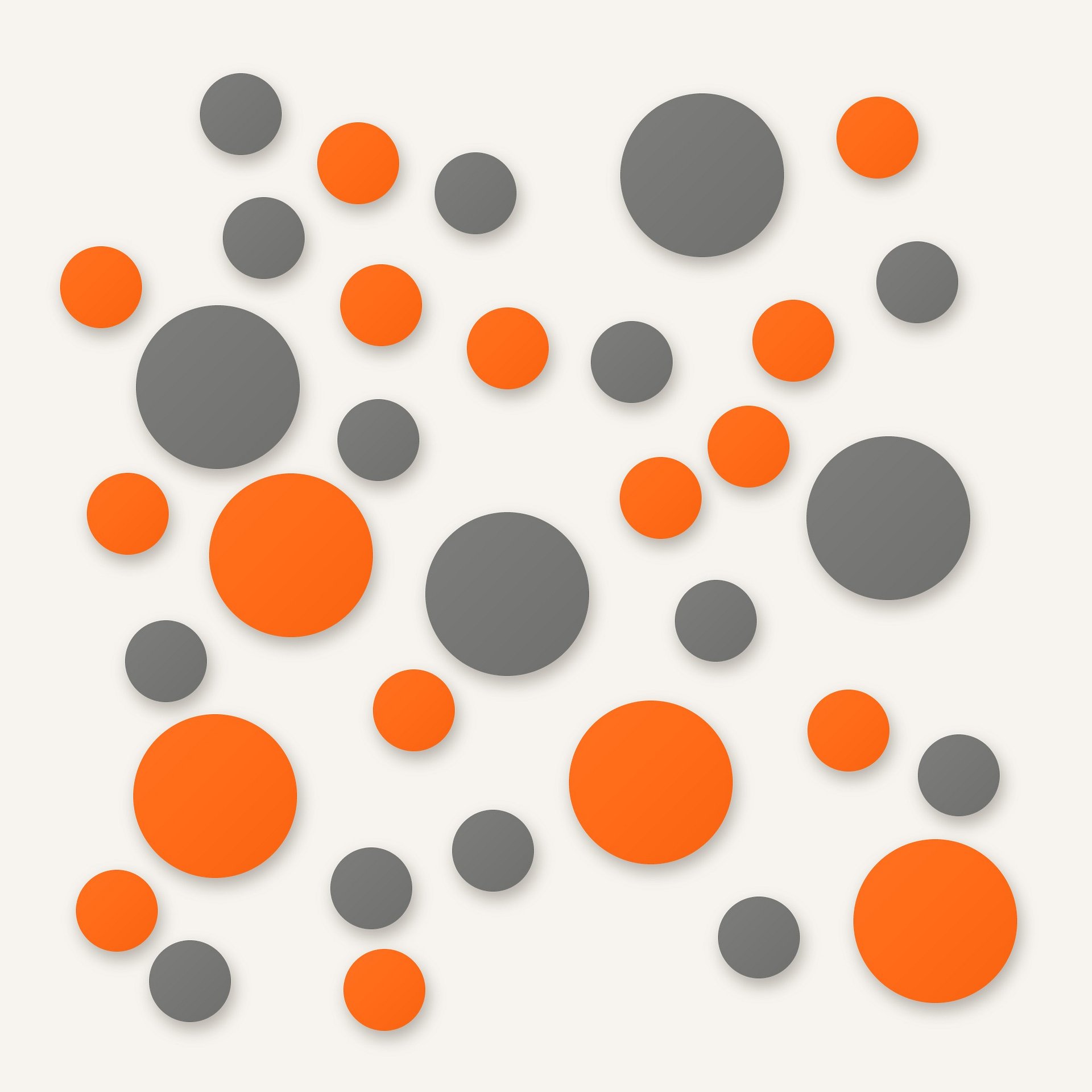 Grey and Orange Polka Dot Wall Decals, 2" and 4" Vinyl Circle Stickers, Removable Dot Decals for Nursery, Kids Room, Playroom product image (1)