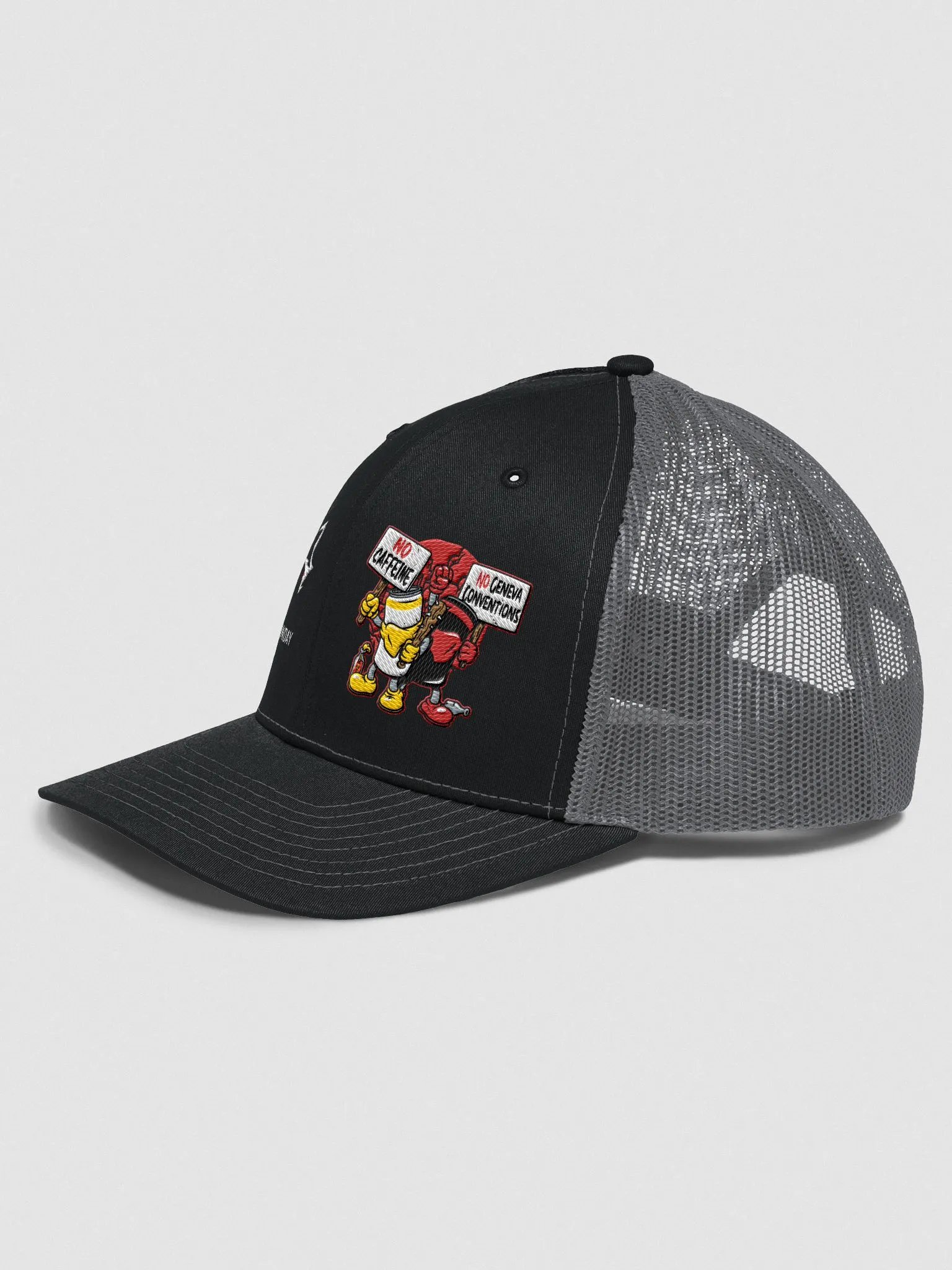 No Caffeine No Geneva Conventions Richardson Trucker Hat product image (2)