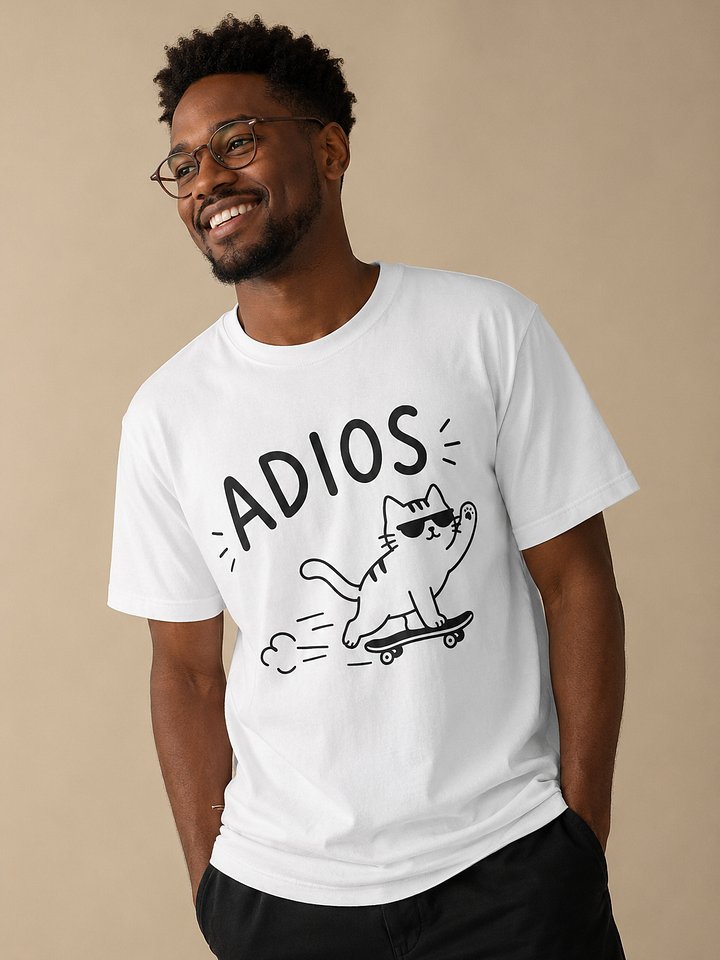 Adios Skater Cat T-Shirt | Funny Cat Skateboard Tee for Pet Lovers product image (1)