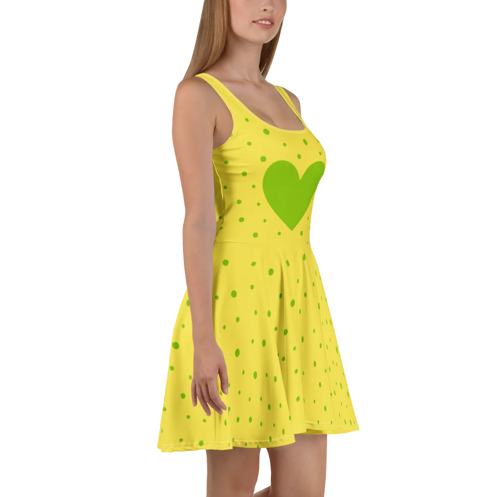 Chowder Panini Yellow Green Heart Skater Dress product image (4)