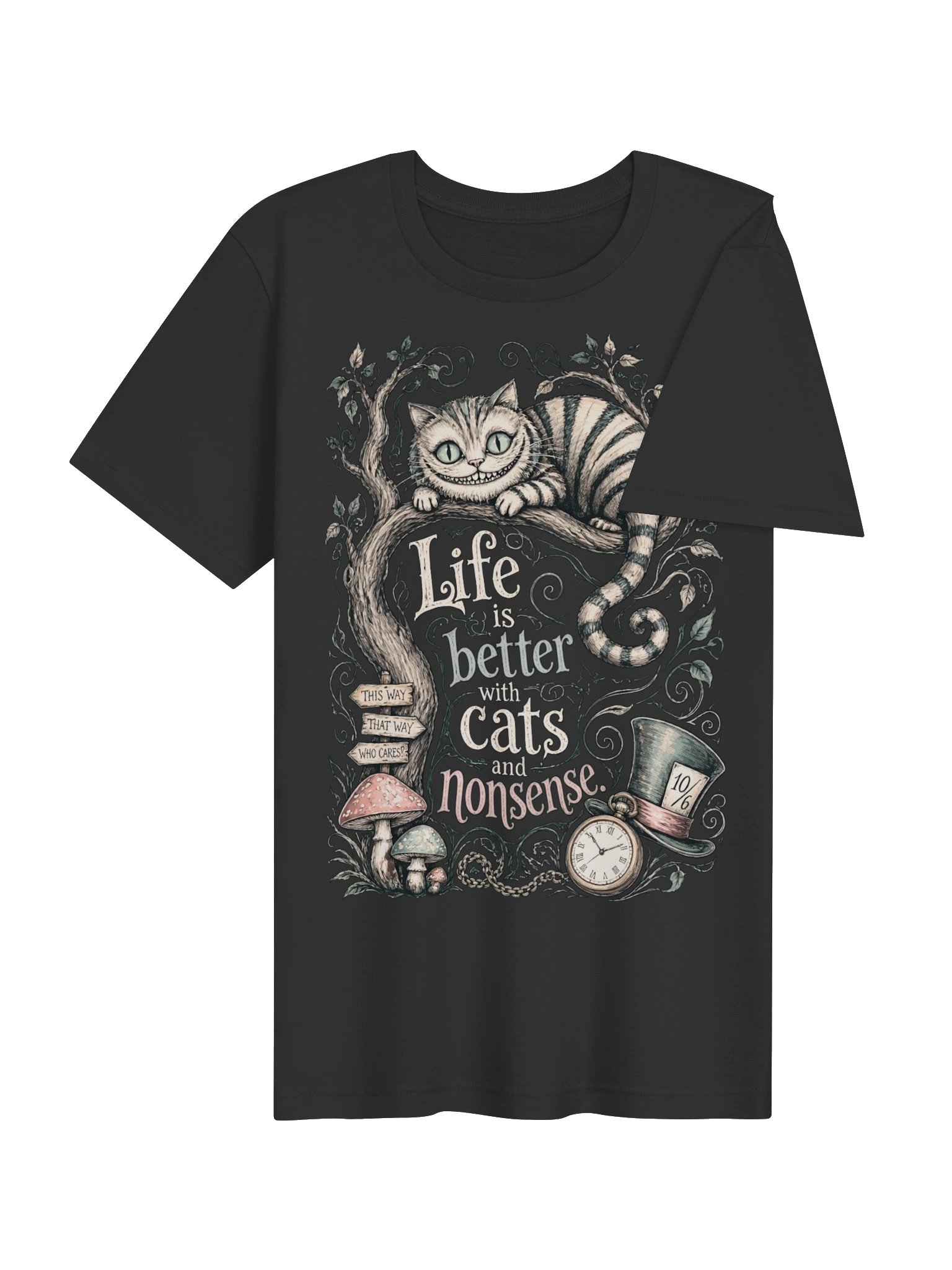 Cheshire Cat Shirt, Wonderland Nonsense Tee, Whimsical Dark Alice Graphic product image (61)