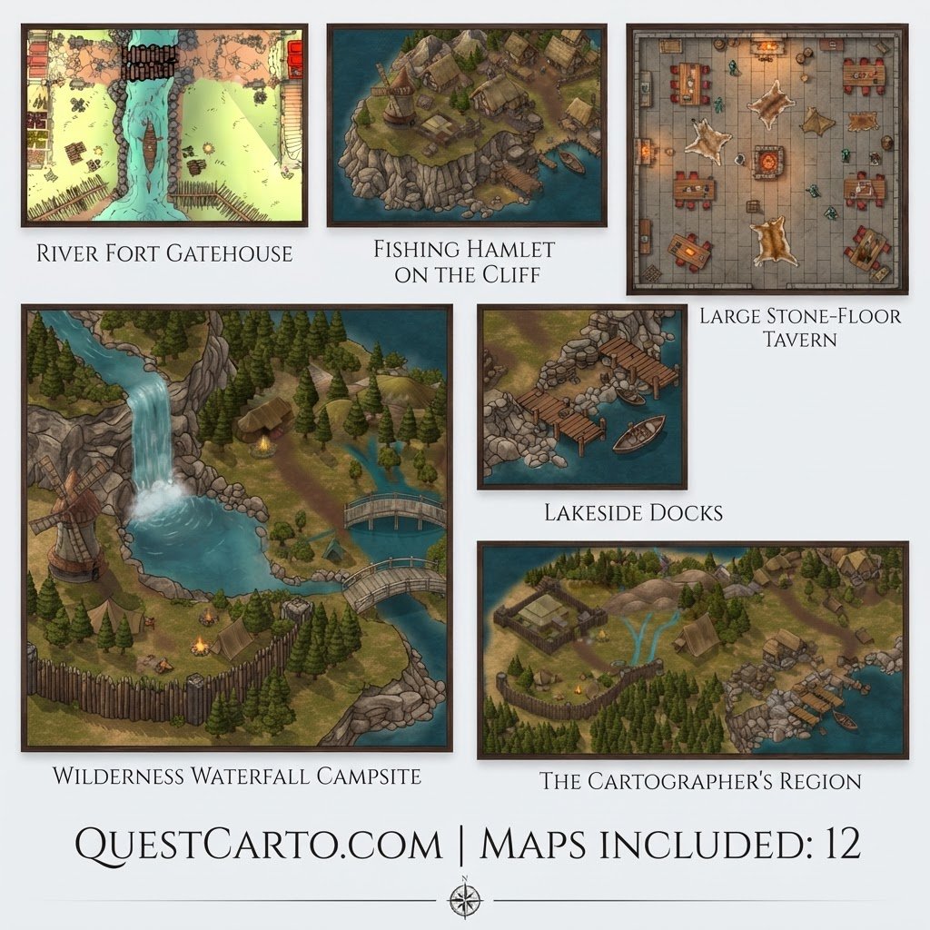 12 Fantasy RPG Maps Bundle | Battle Maps & Island Maps for D&D, TTRPG & VTT | Instant Download product image (2)