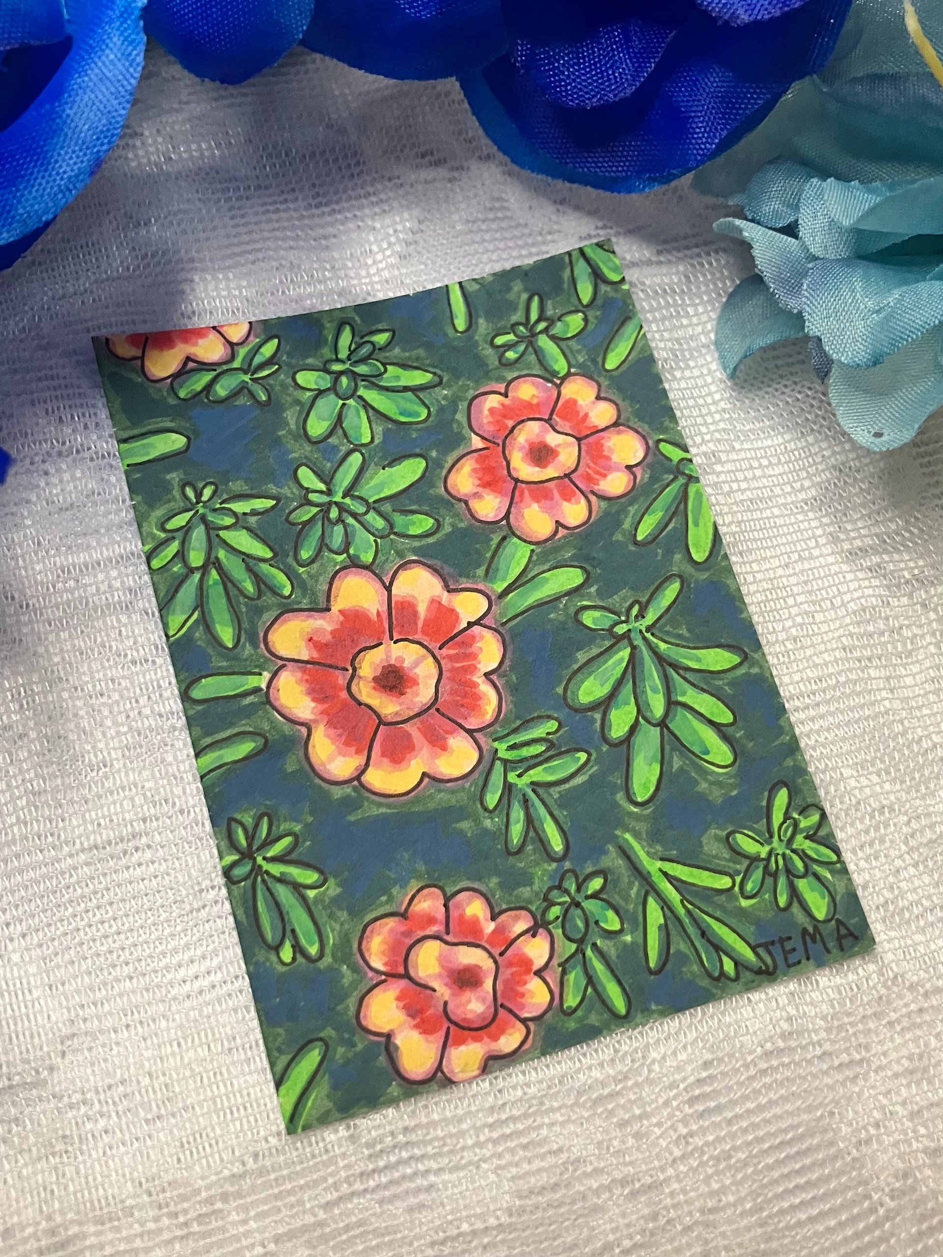 Bright Blooms ACEO Original Marker Art product image (3)