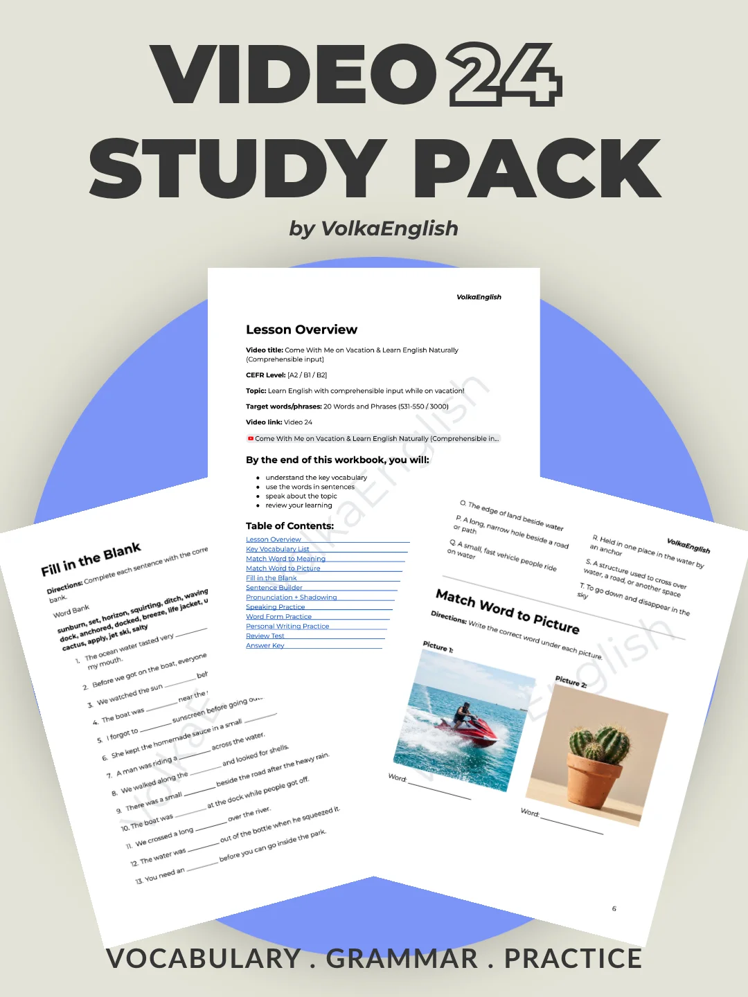 Come With Me on Vacation & Learn English Naturally (Comprehensible input) - Video 24 Study Pack product image (1)