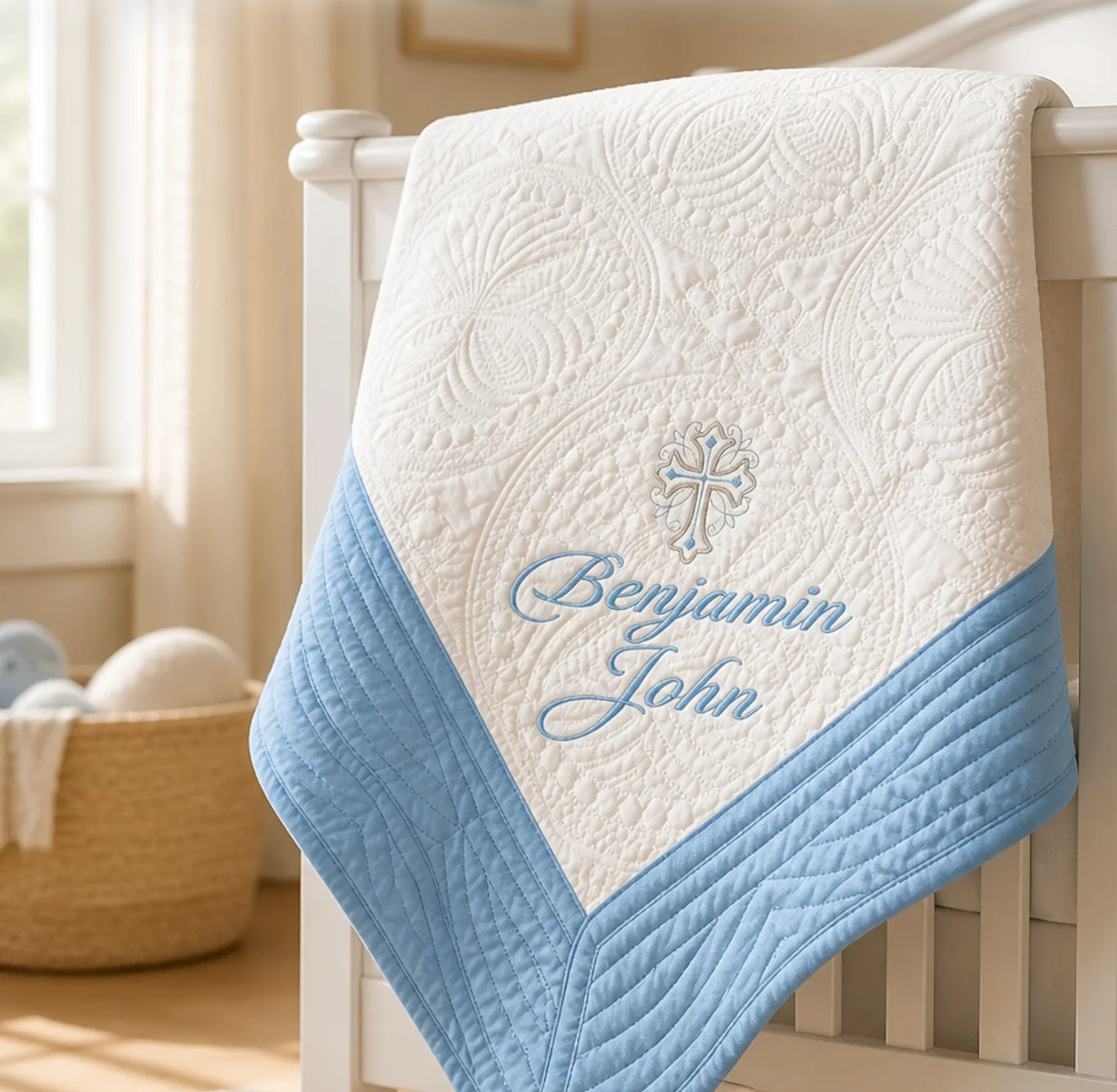 Personalized Baptism Quilt: Embroidered Christening Gift product image (1)