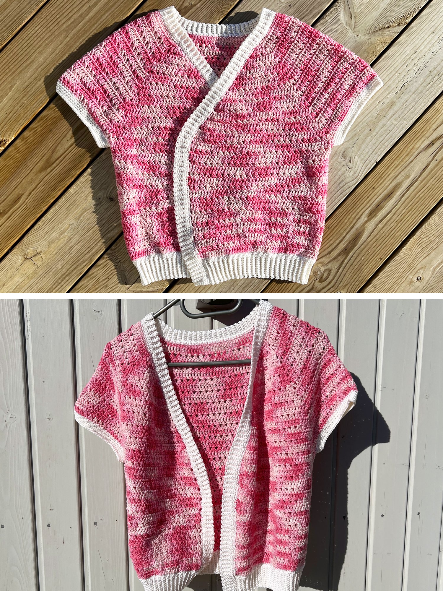 Short Sleeved Pink Cross Cardigan, Size S/M product image (3)