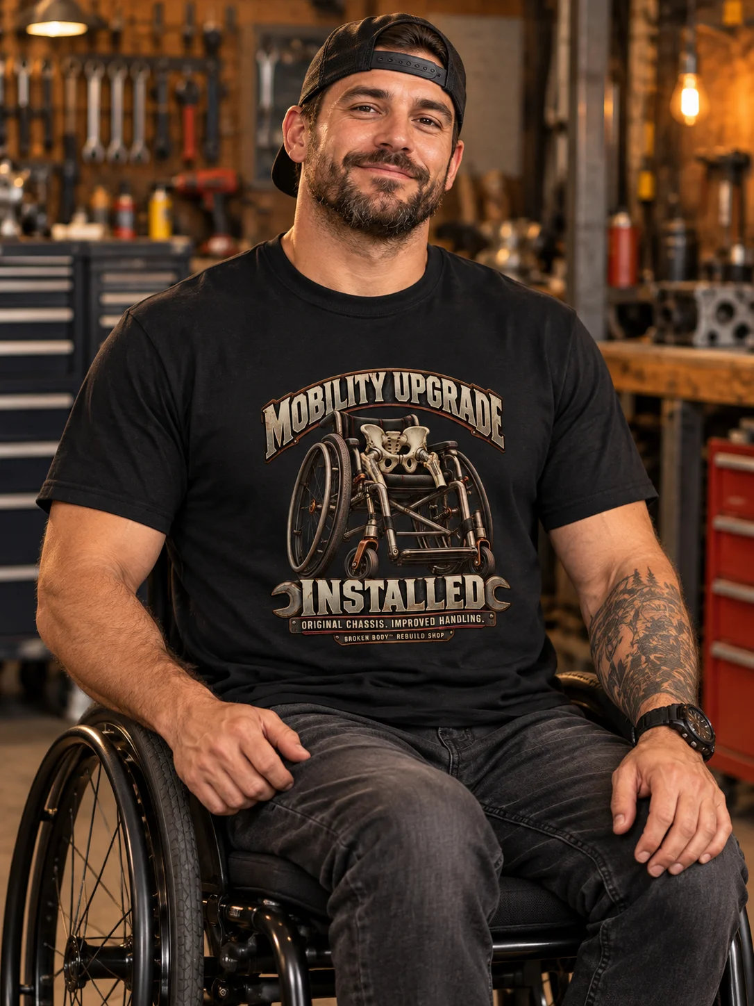 Wheelchair User Shirt — Mobility Upgrade Installed Tee | Rebuild Shop product image (1)