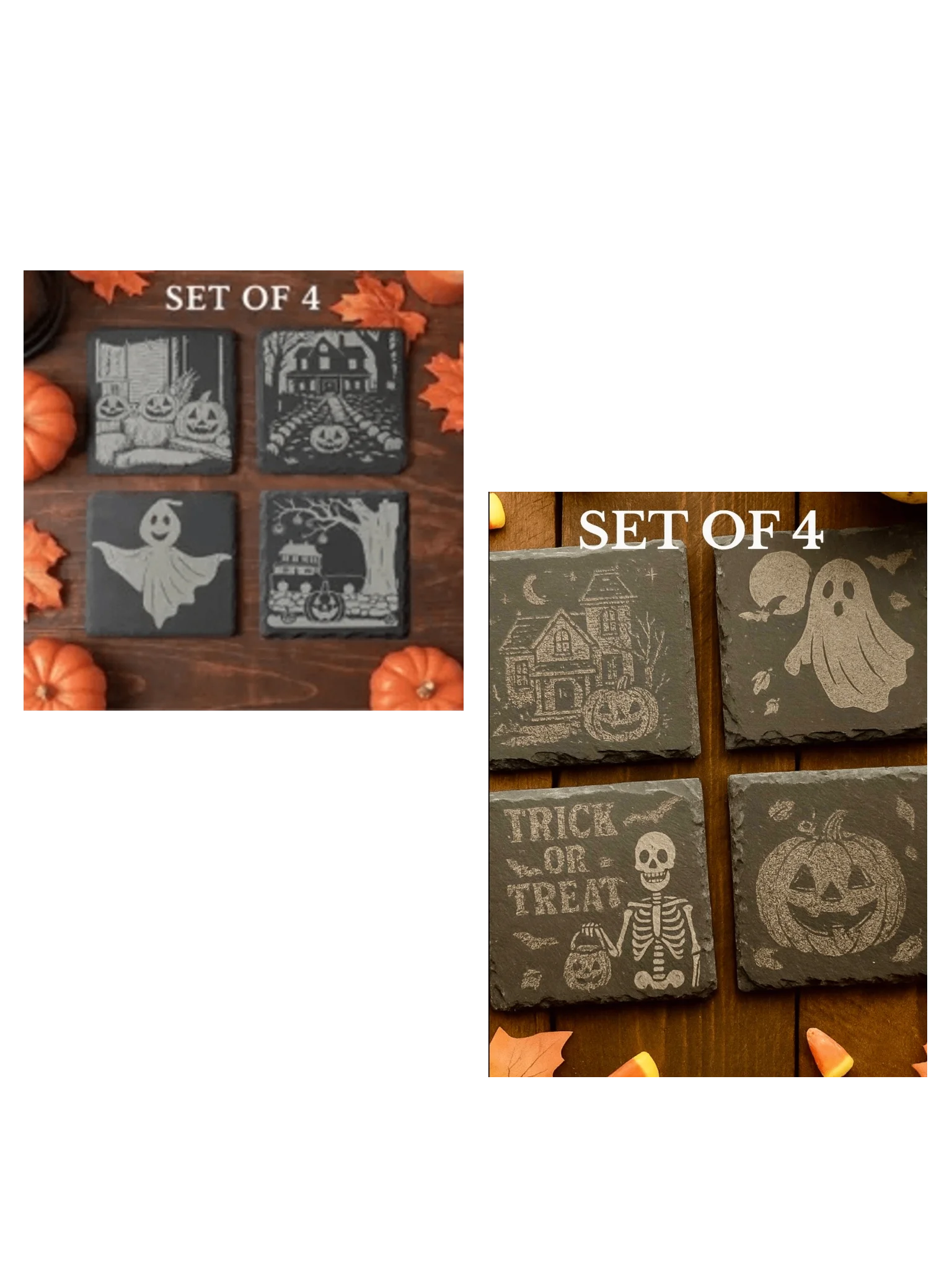 Halloween Engraved Slate 8-Piece Coaster Set Bundle product image (1)