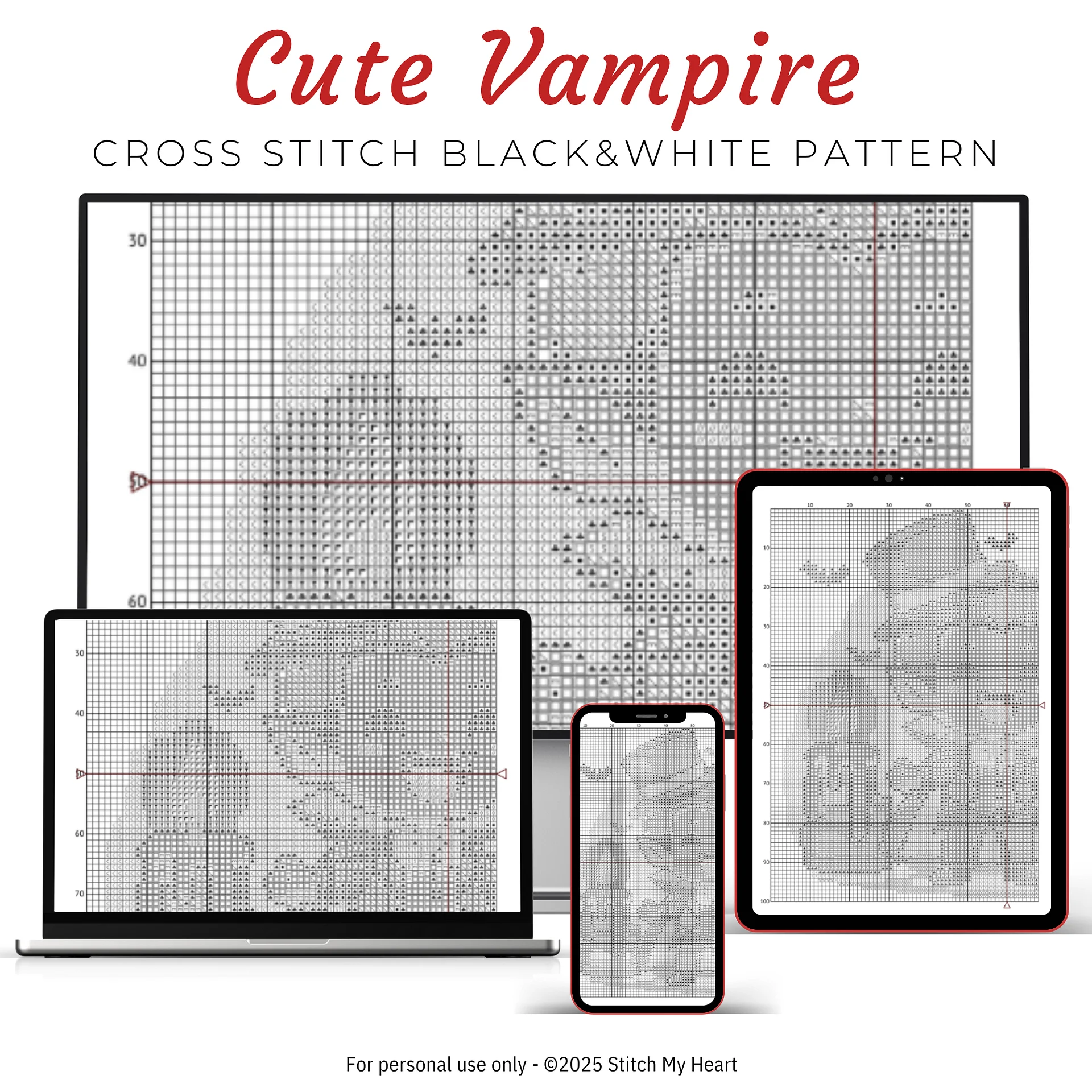 Halloween Vampire Cross Stitch Pattern product image (4)