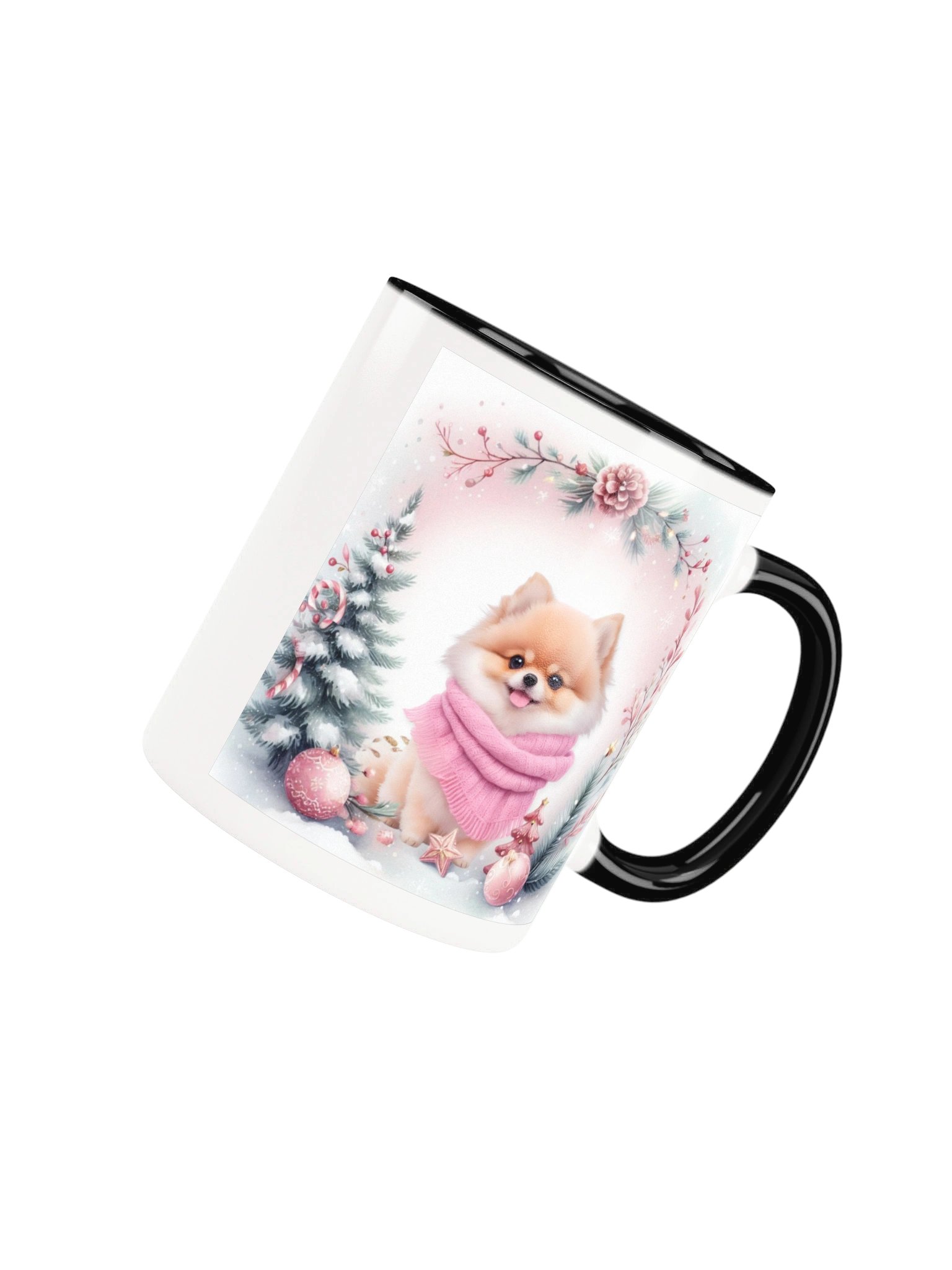 Pink Scarf Winter Dog Mug product image (25)