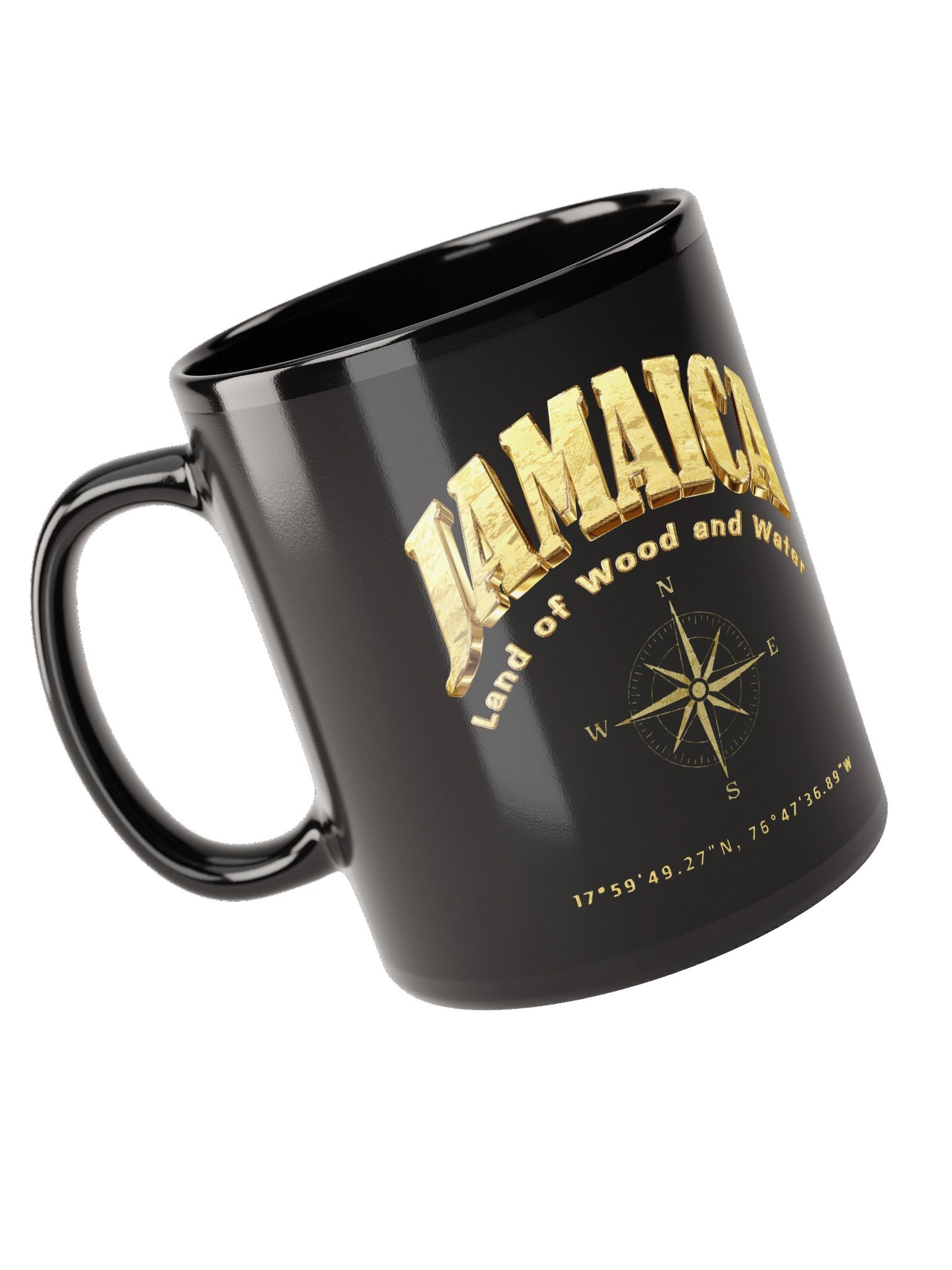 Compass - Jamaica - Vintage Gold | Black Glossy Mug product image (1)