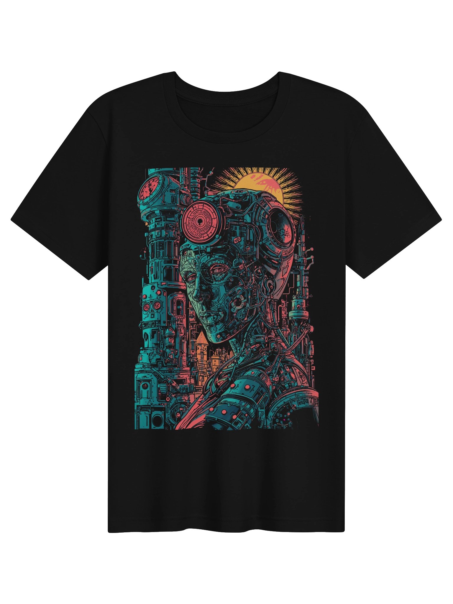 Neon Cyborg Sun Lightweight T-Shirt product image (1)