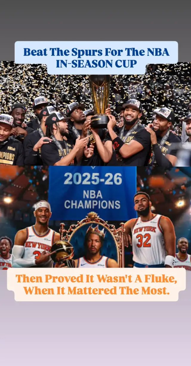 📢 New York Knicks Make History‼️ . 🏆 The Knicks Become The First Team In NBA HISTORY To Win Both The In-Season Tournament & The NBA Finals, During The Same Season. Ironically, Both Times Against The Spurs! 🚨 Are The Knicks The New Dynasty? 🤔  #goodgainz #newyorkknicks #nbafinals #nbahistory #basketballtiktok 