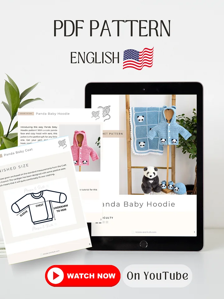 Panda Baby Hoodie Crochet Pattern product image (2)