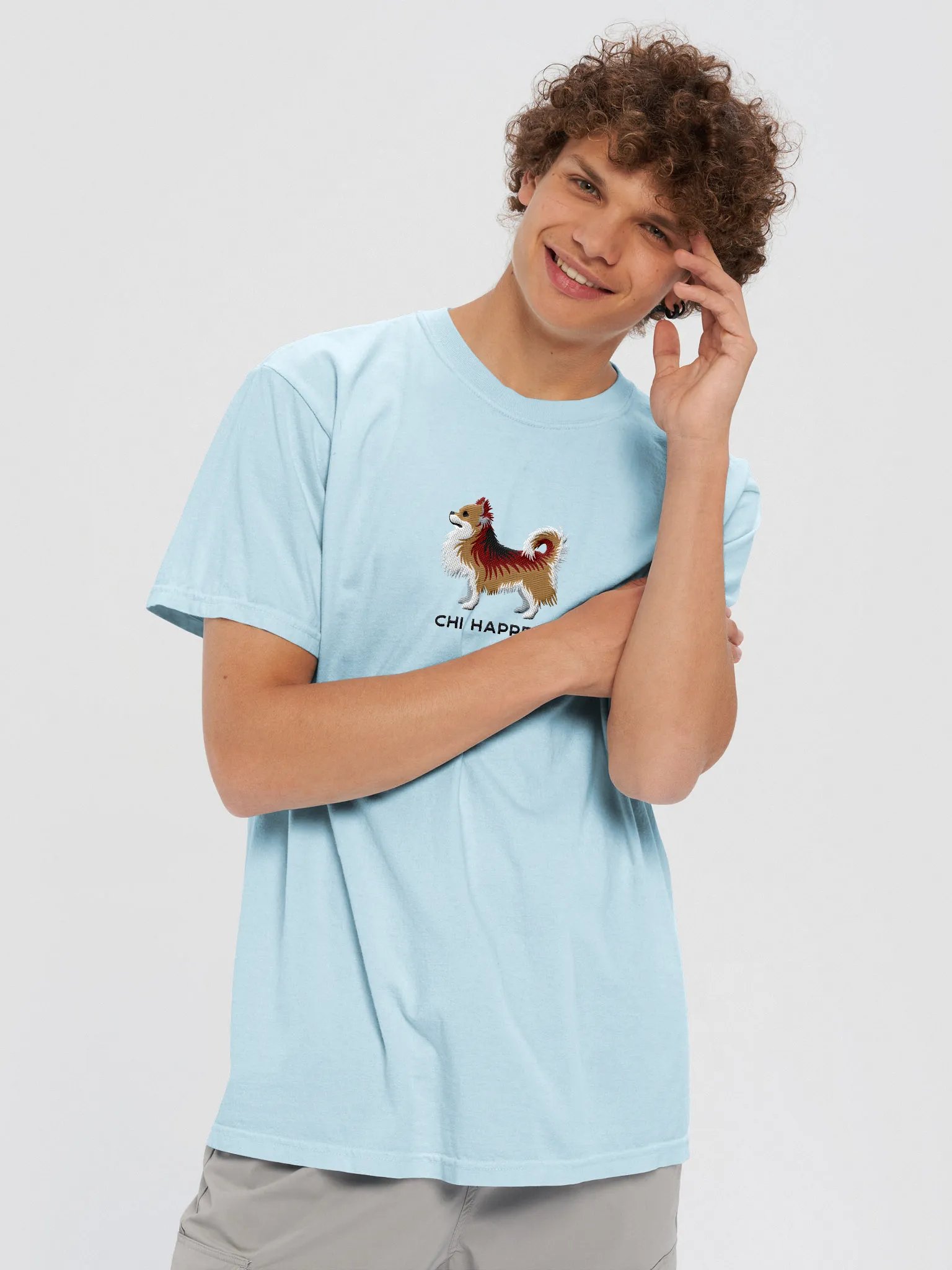 Chi Happens T-Shirt(Embroidered) of a Longhaired Chihuahua(Sable) product image (2)