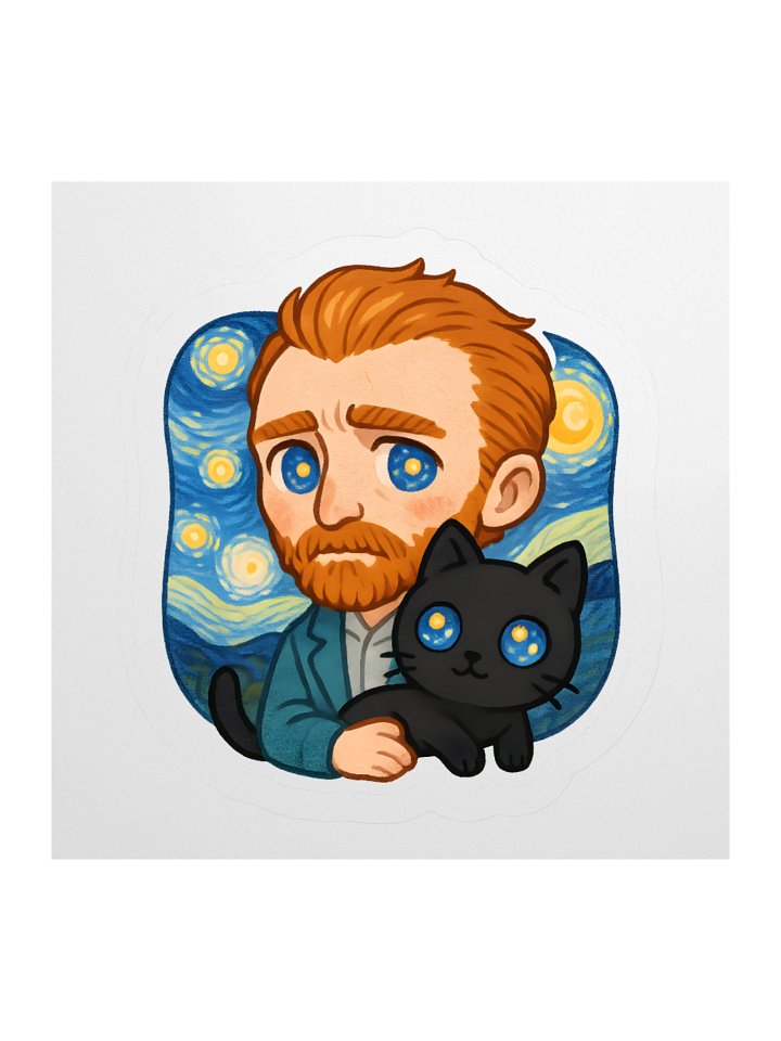 Starry Night Cat Kiss Cut Stickers product image (3)