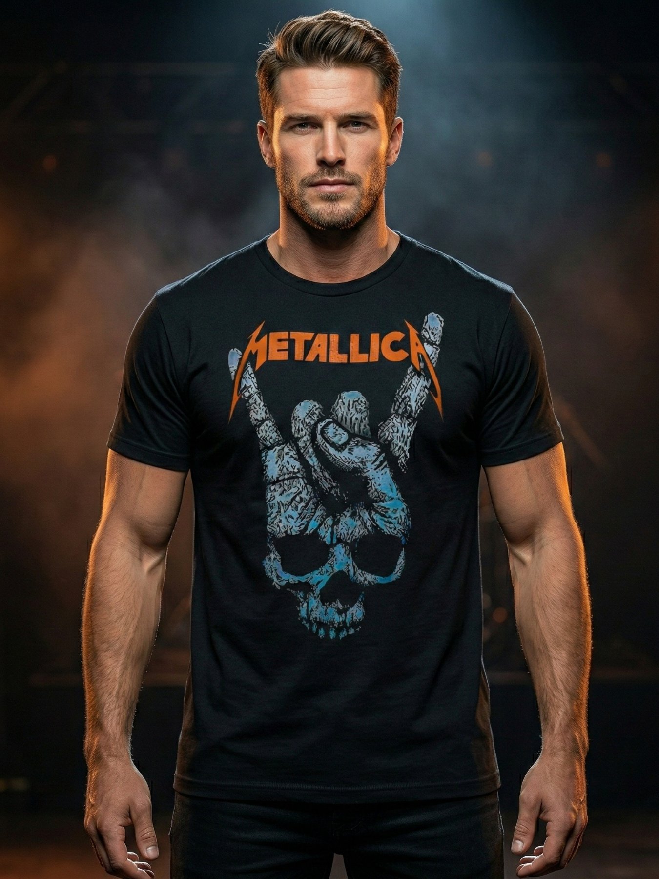 Metallica Skull Devil Horns T-Shirt | Dark Art Graphic Tee | Thrash Metal Collector Band Shirt product image (1)