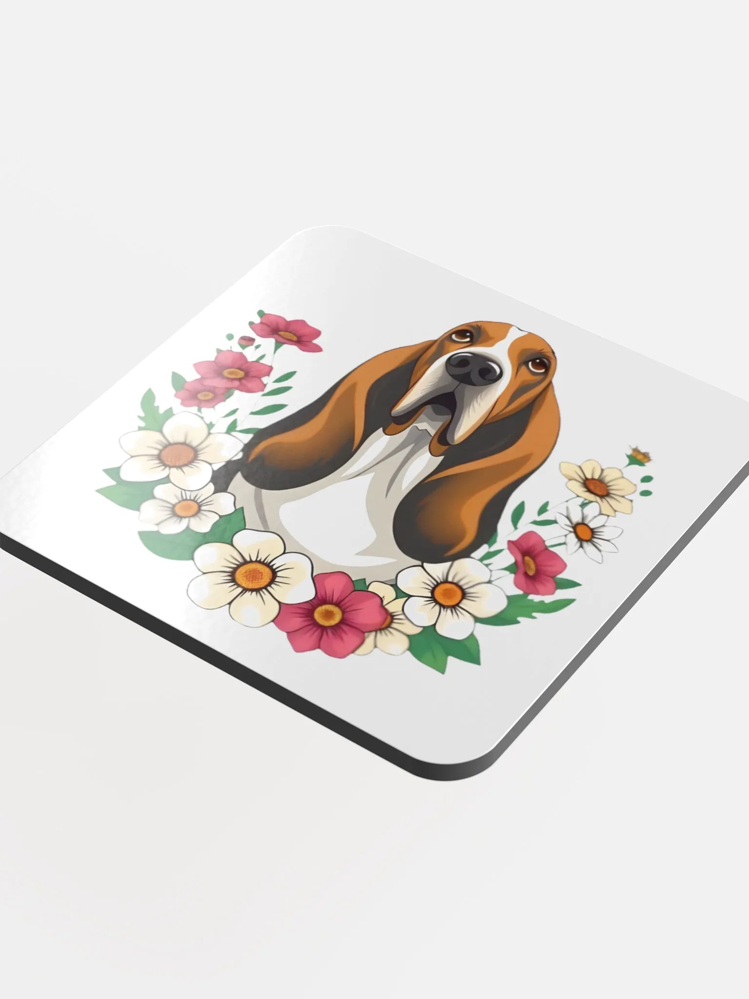 Floral Basset Hound Cork Coaster product image (4)