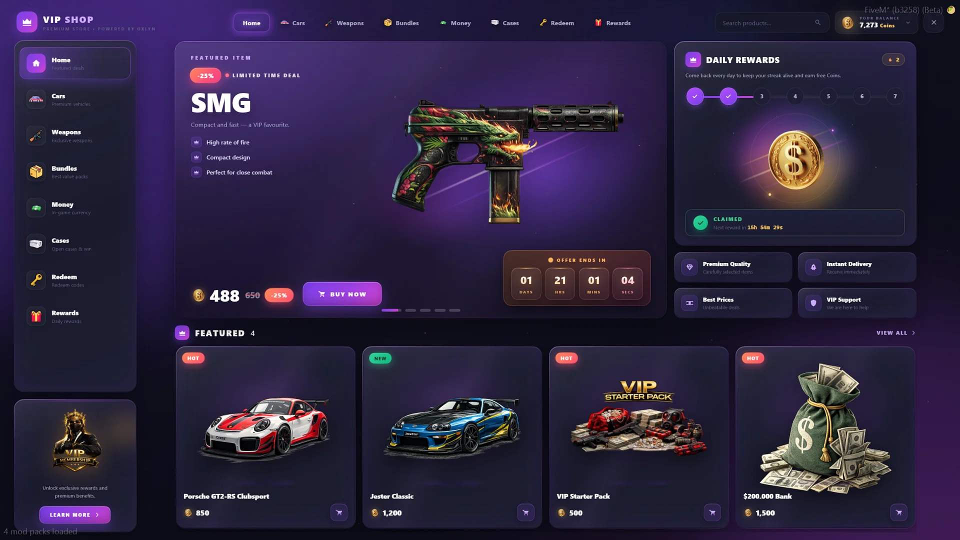 FiveM VIP System Script 👑 Coins, Case Opening, Memberships & Tebex Integration (ESX/QB/QBox) product image (6)