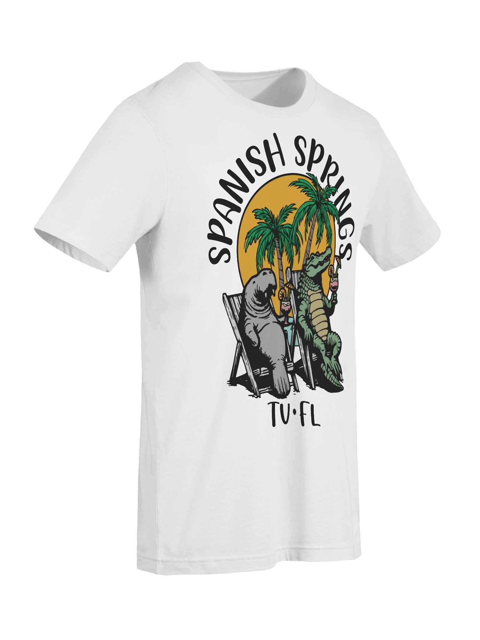 Spanish Springs TV Florida USA Fun Manatee Alligator Design T-shirt product image (51)
