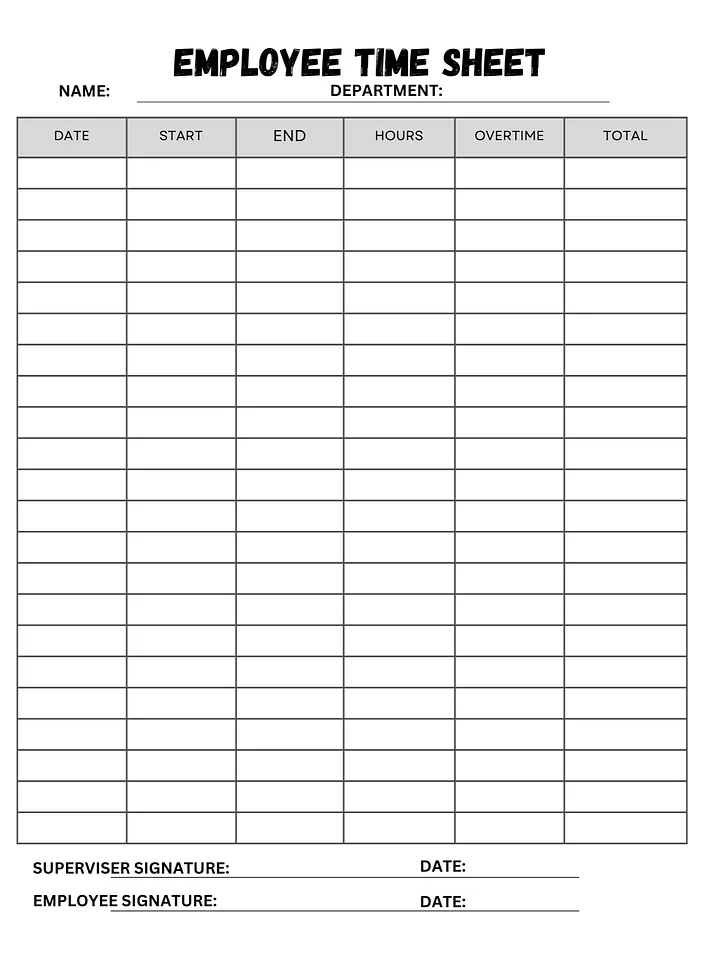 Employee Time Tracking Sheet Work Hours Log Employee Attendance Record Timesheet Report product image (1)
