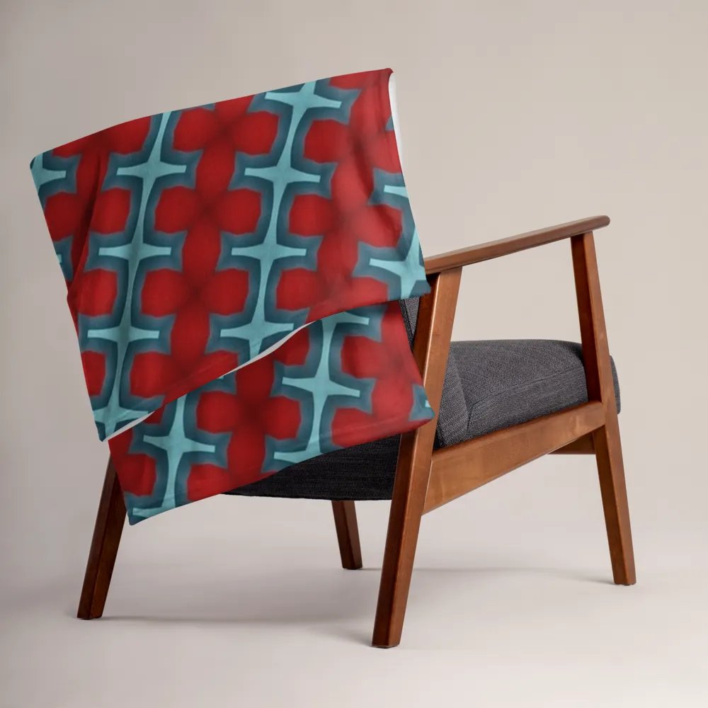 Red & Blue Diagonal Floral Throw Blanket product image (3)