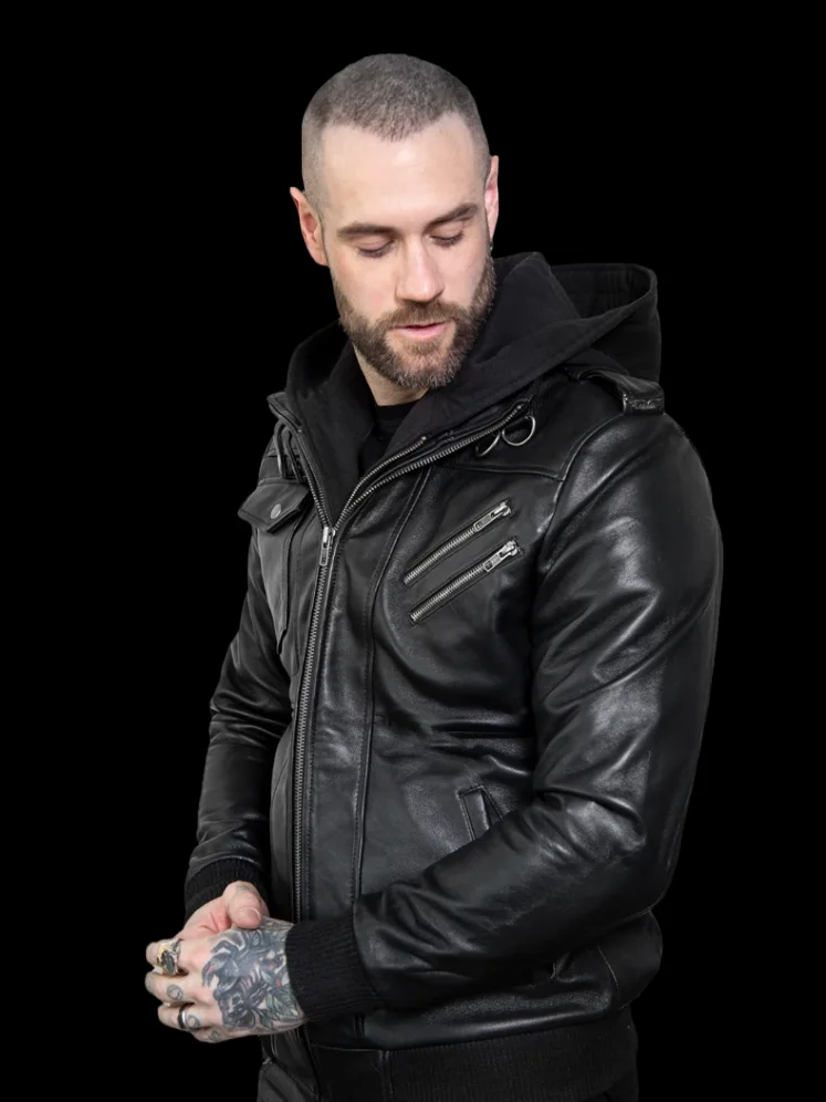 Mens Onyx Leather Moto Jacket product image (3)