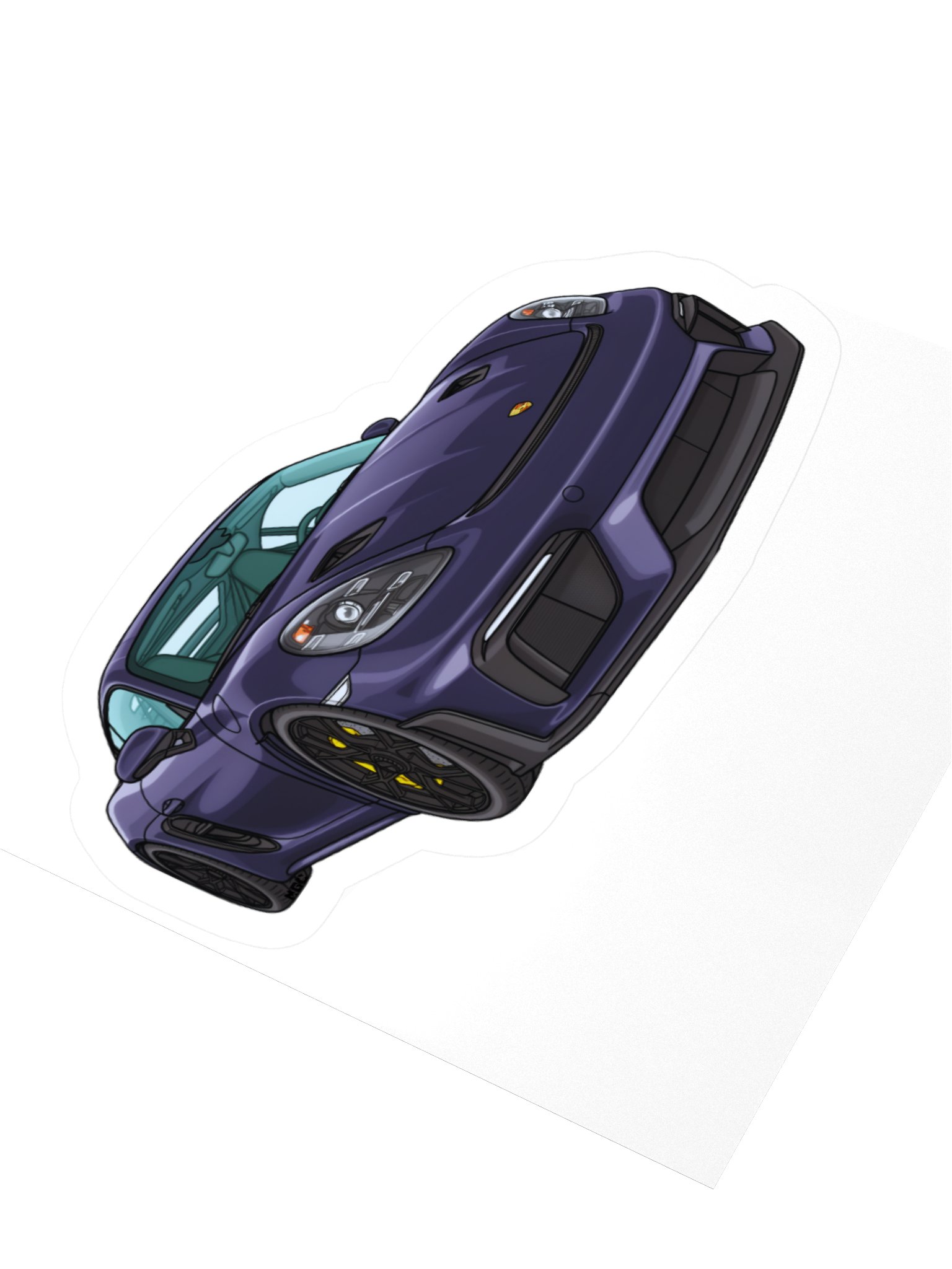 Purple Porsche Spyder RS Sticker (Retro, Sketch, Silhouette) product image (9)