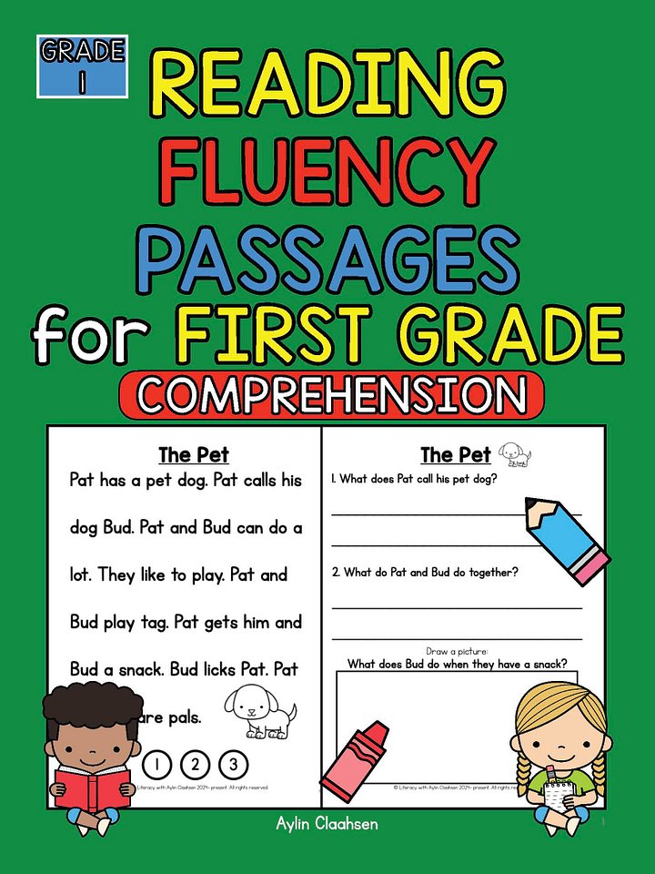 First Grade Fluency Passages with Comprehension Questions Workbook product image (1)