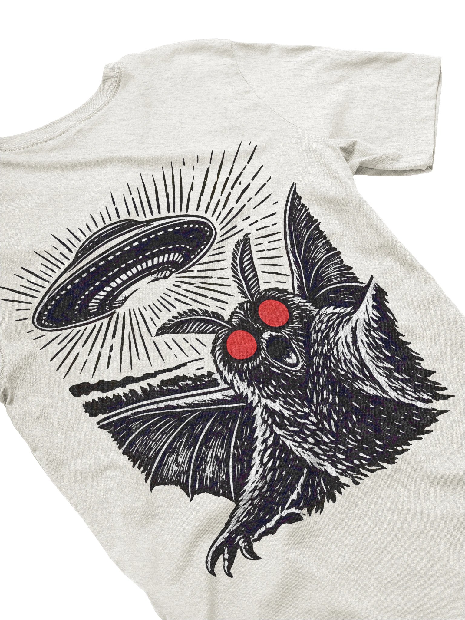 MOTHMAN SELFIE W/ FRONT LOGO SUPER SOFT T-SHIRT (HEATHERED COLORS PT.2) product image (1)