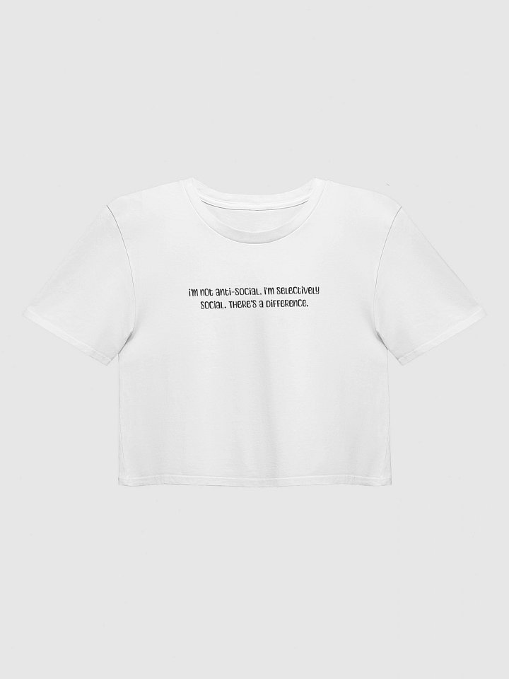 Relatable Introvert Humor Y2K Crop Top - Selectively Social Baby Tee product image (4)