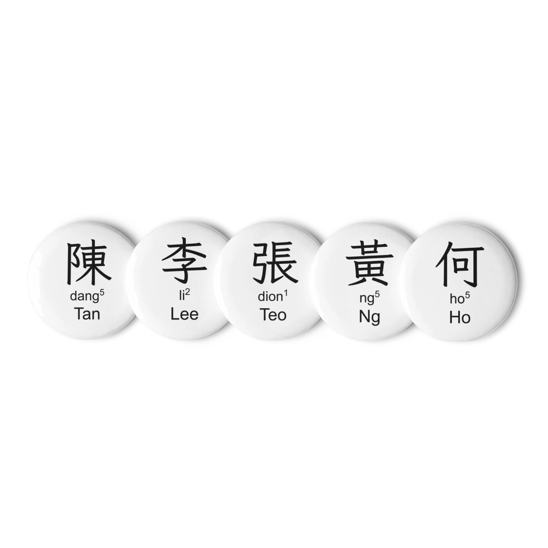 百家姓 Hundred Family Surnames Pin Buttons Set (Teochew) [Series 1, White] product image (3)
