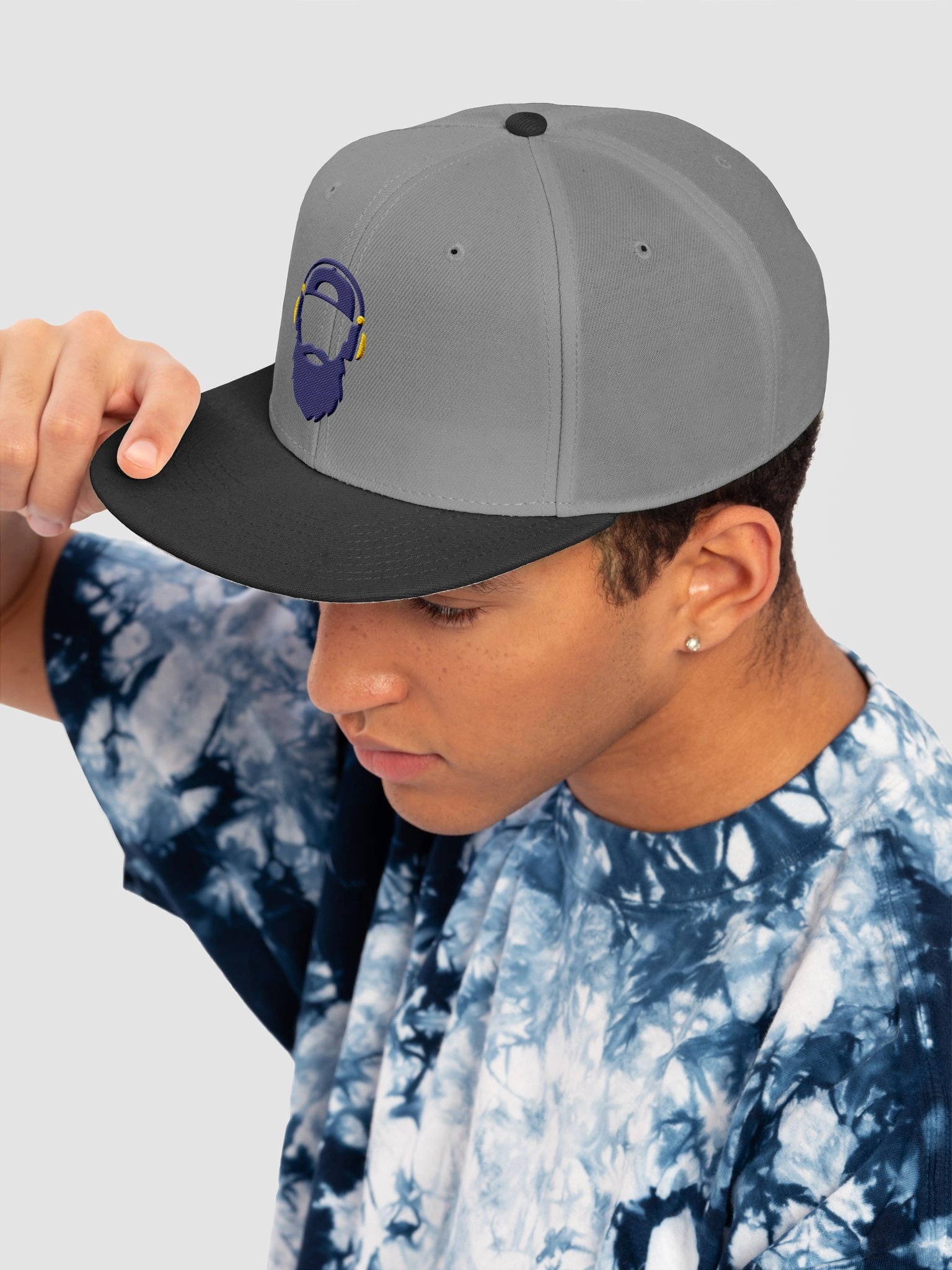 Flat Bill Rolen Beats Icon Split Script Hat – Navy/Yellow Split Vert Logo product image (7)